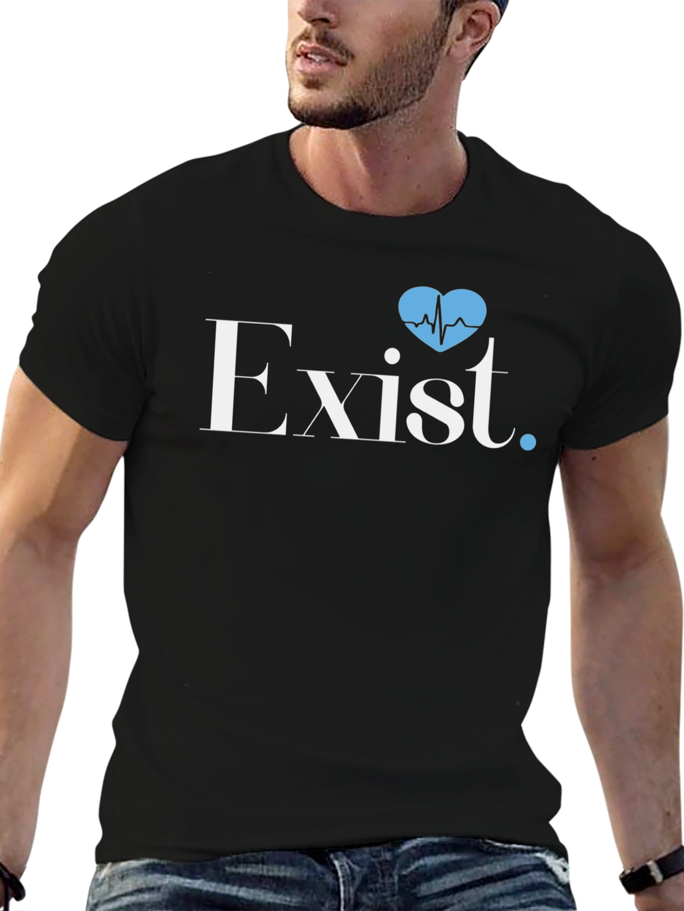 Black Exist Heartbeat Graphic Tee - Stylish Comfort view 6
