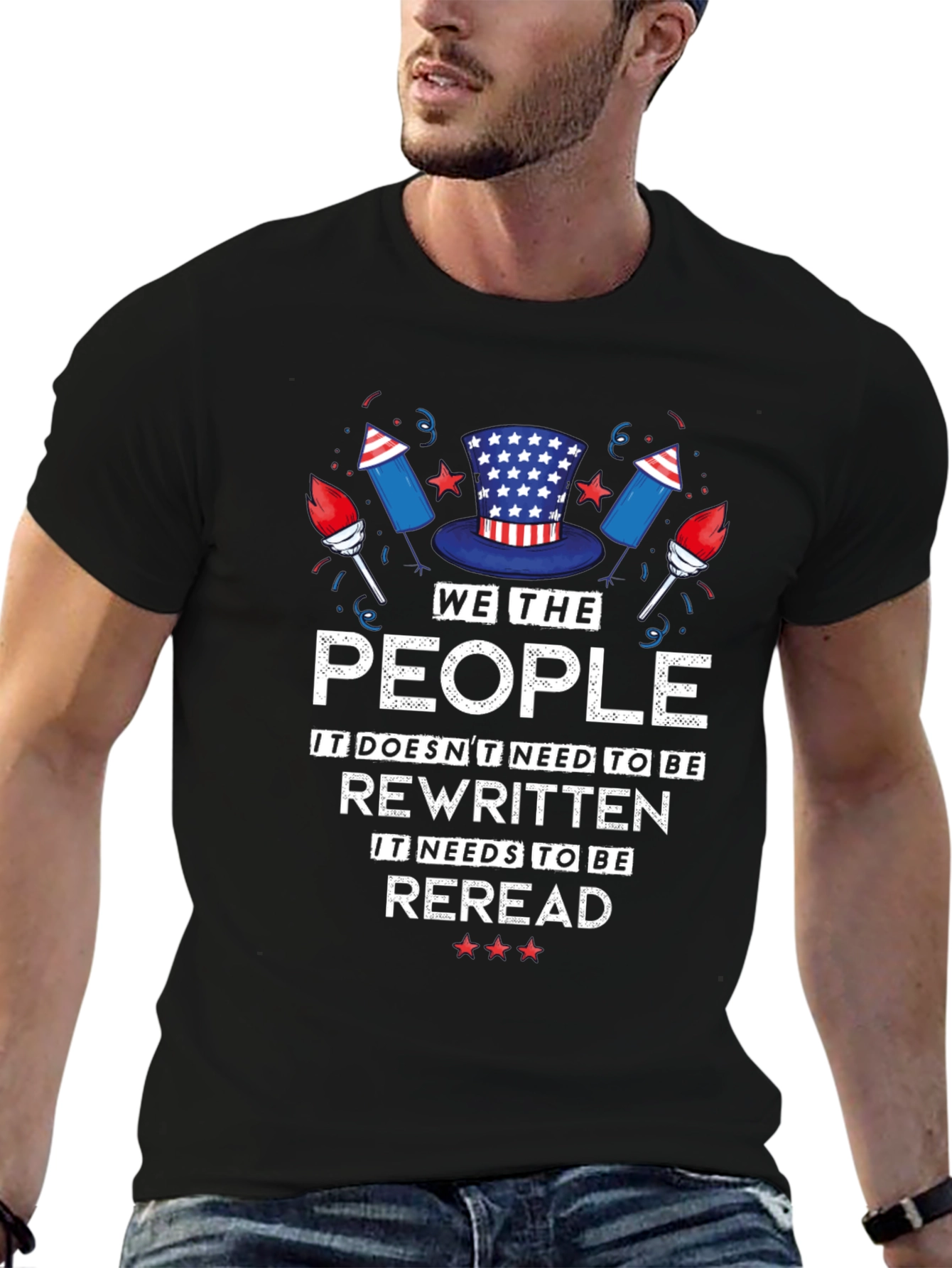 Black We The People Patriotic T-Shirt view 6