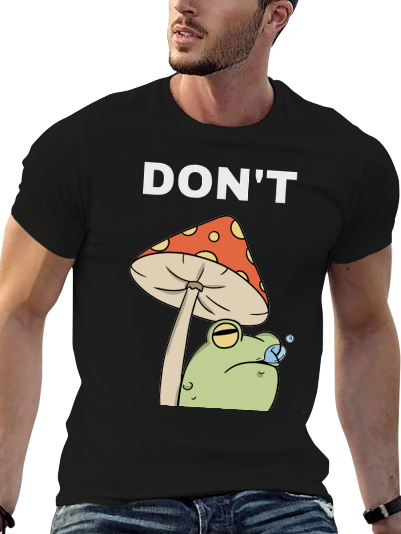 Black Don't Frog on Mushroom Graphic Tee view 6
