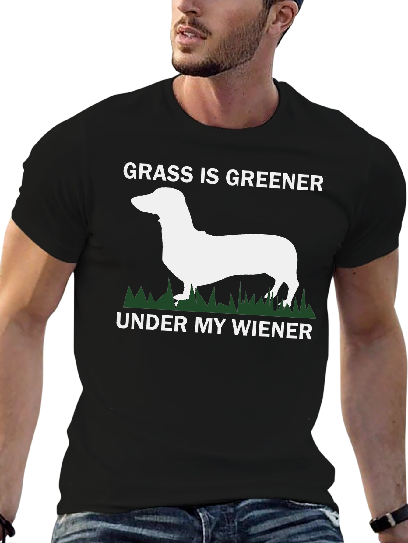 Funny Dachshund Wiener Dog T-Shirt - Green Grass - 6