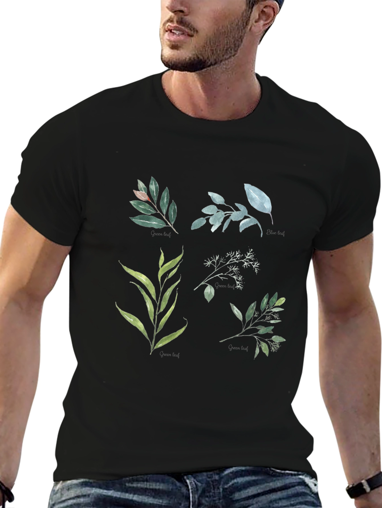 Black Botanical Print Black T-Shirt view 6