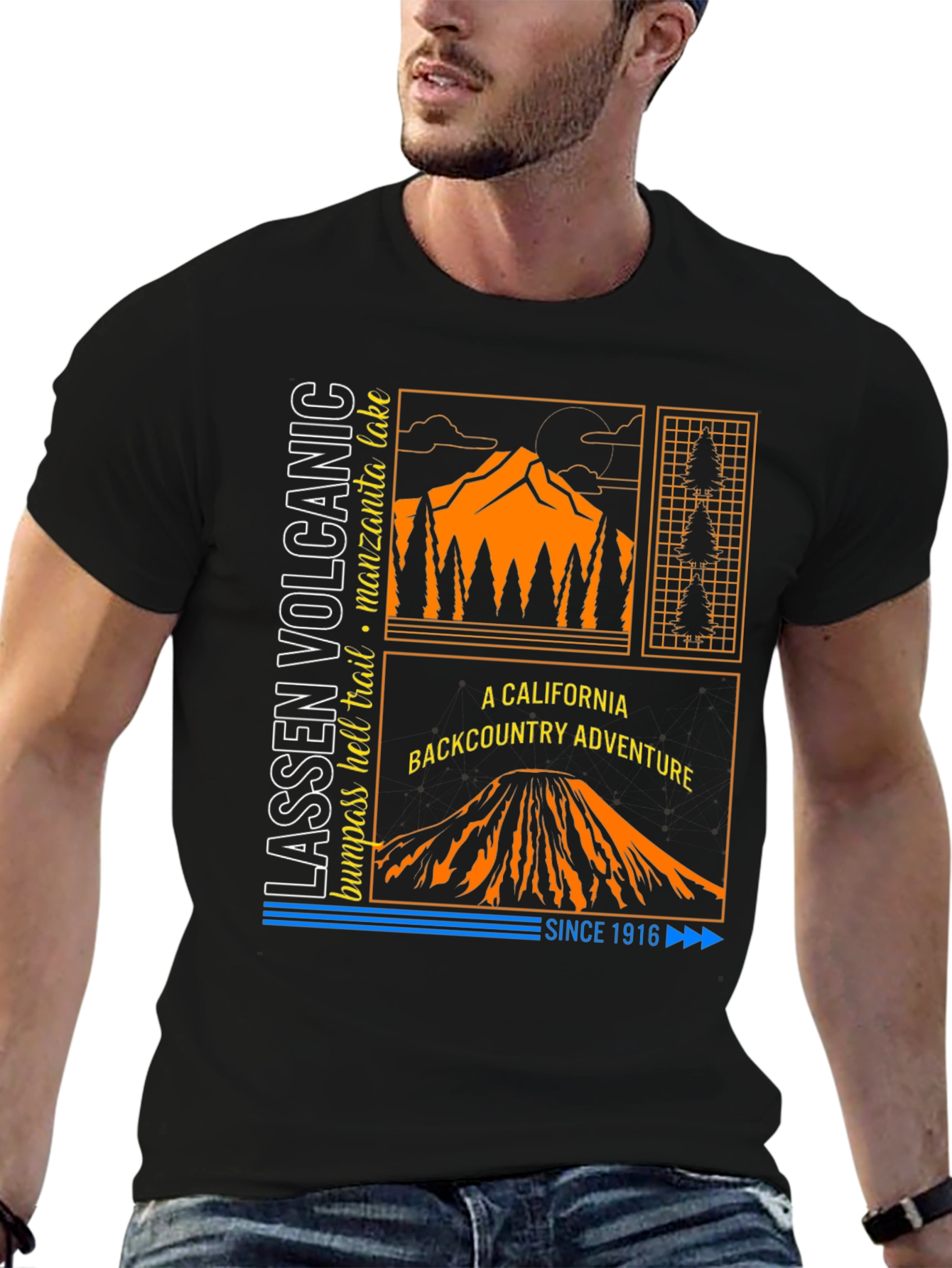 Black Lassen Volcanic Backcountry Adventure T-Shirt view 6