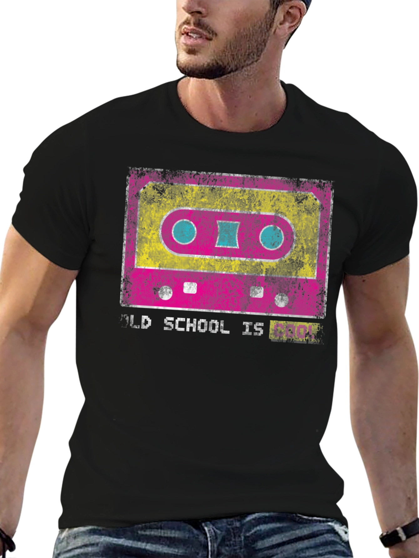 Black Retro Cassette Tape Graphic T-Shirt - Old School Cool view 6