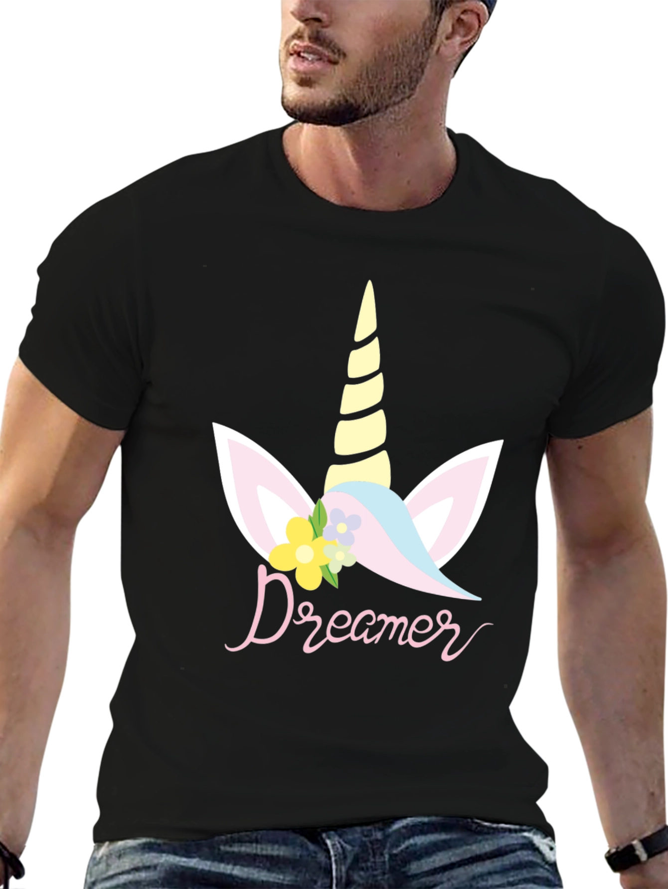 Dreamer Unicorn Graphic T-Shirt - Black - 6