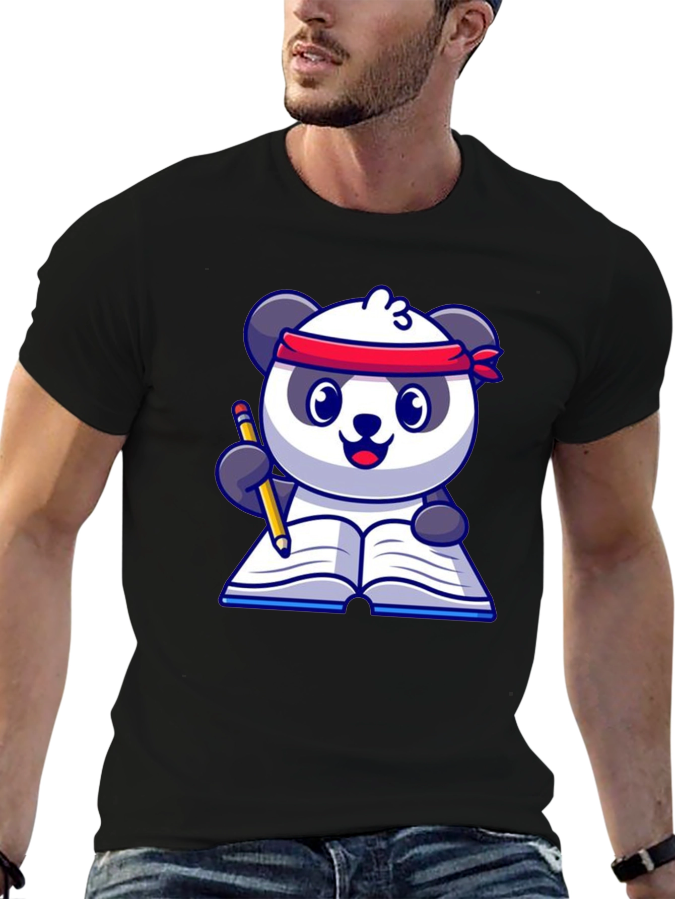 Black Panda Reader T-Shirt - Study Buddy view 6
