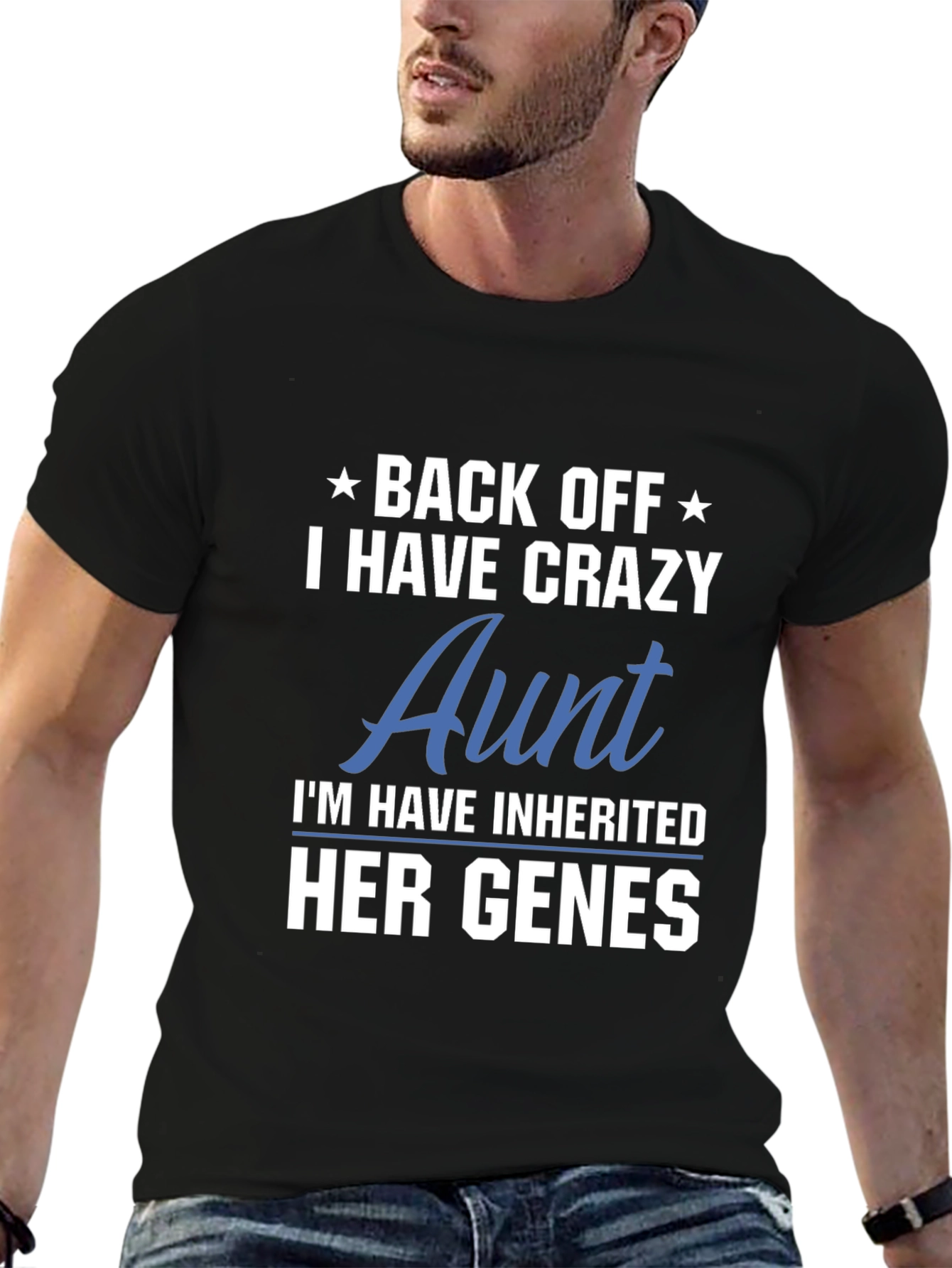 Black Crazy Aunt Genes T-Shirt - Black view 6