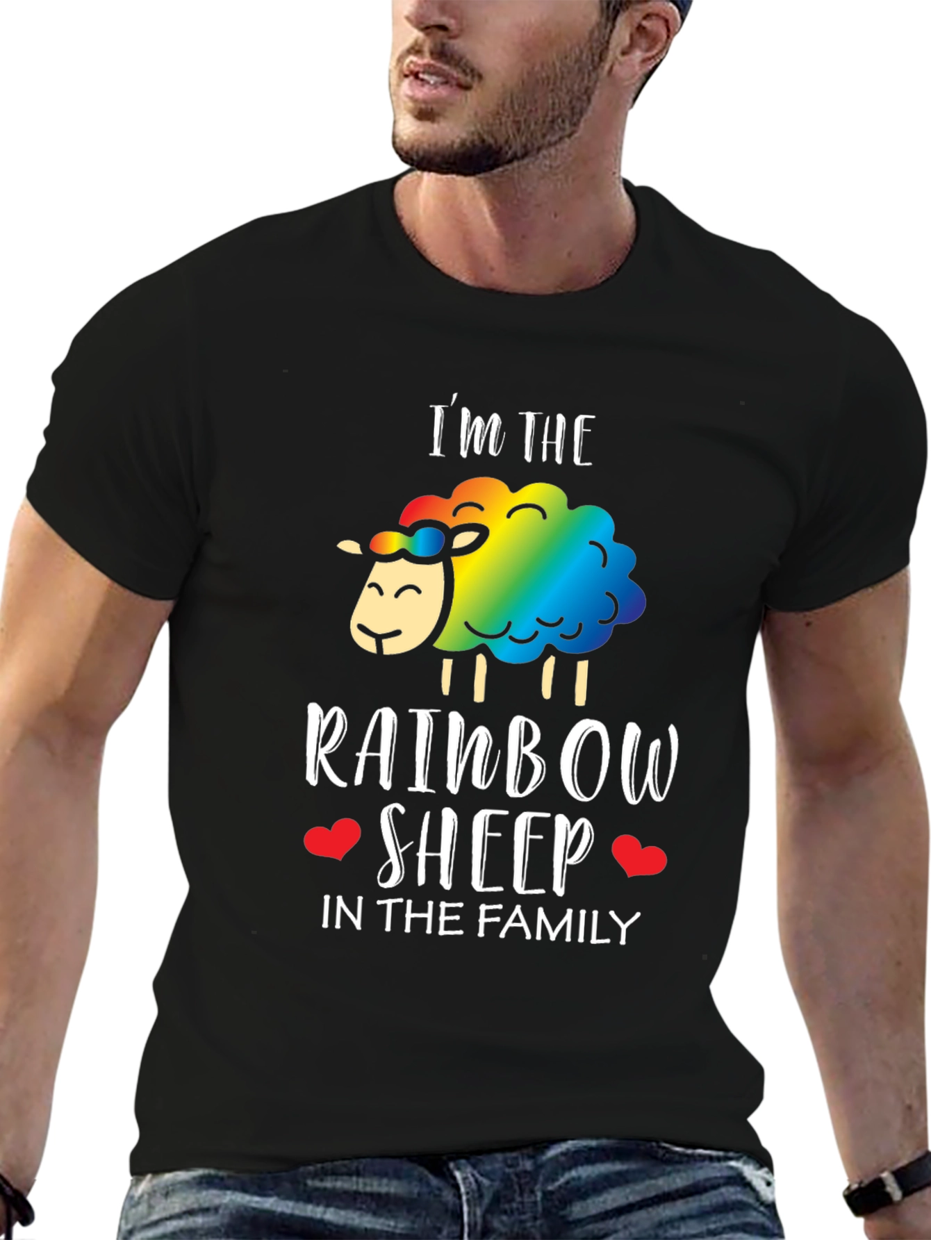 Black Rainbow Sheep Family T-Shirt - Pride LGBTQ+ Tee view 6