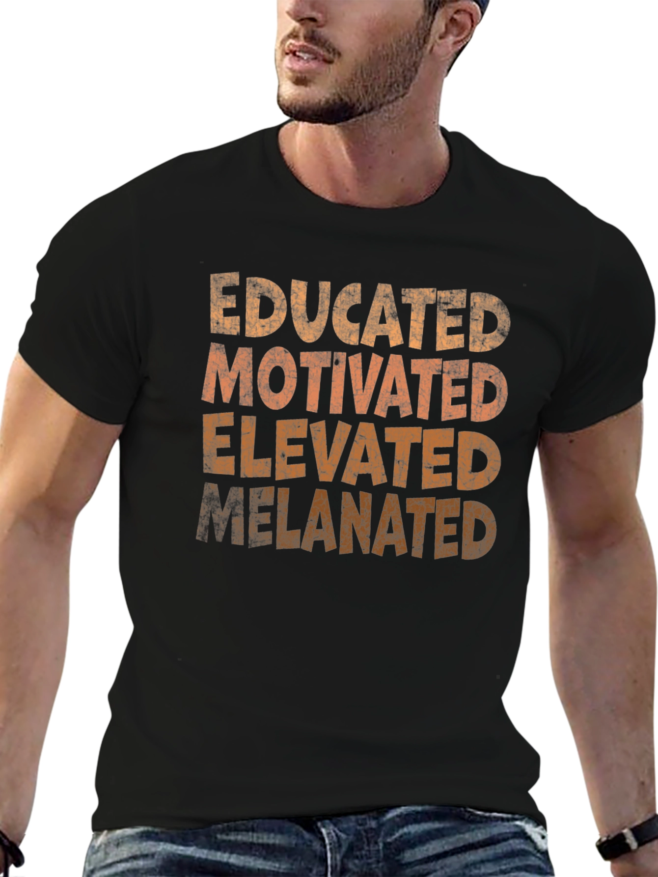 Black Educated, Motivated, Elevated, Melanated T-Shirt view 6
