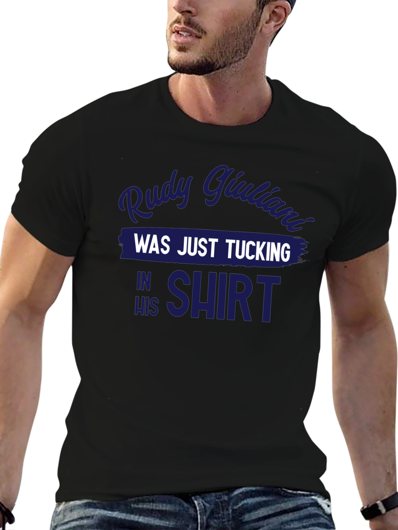 Black Rudy Giuliani Tucking Shirt Graphic Tee view 6