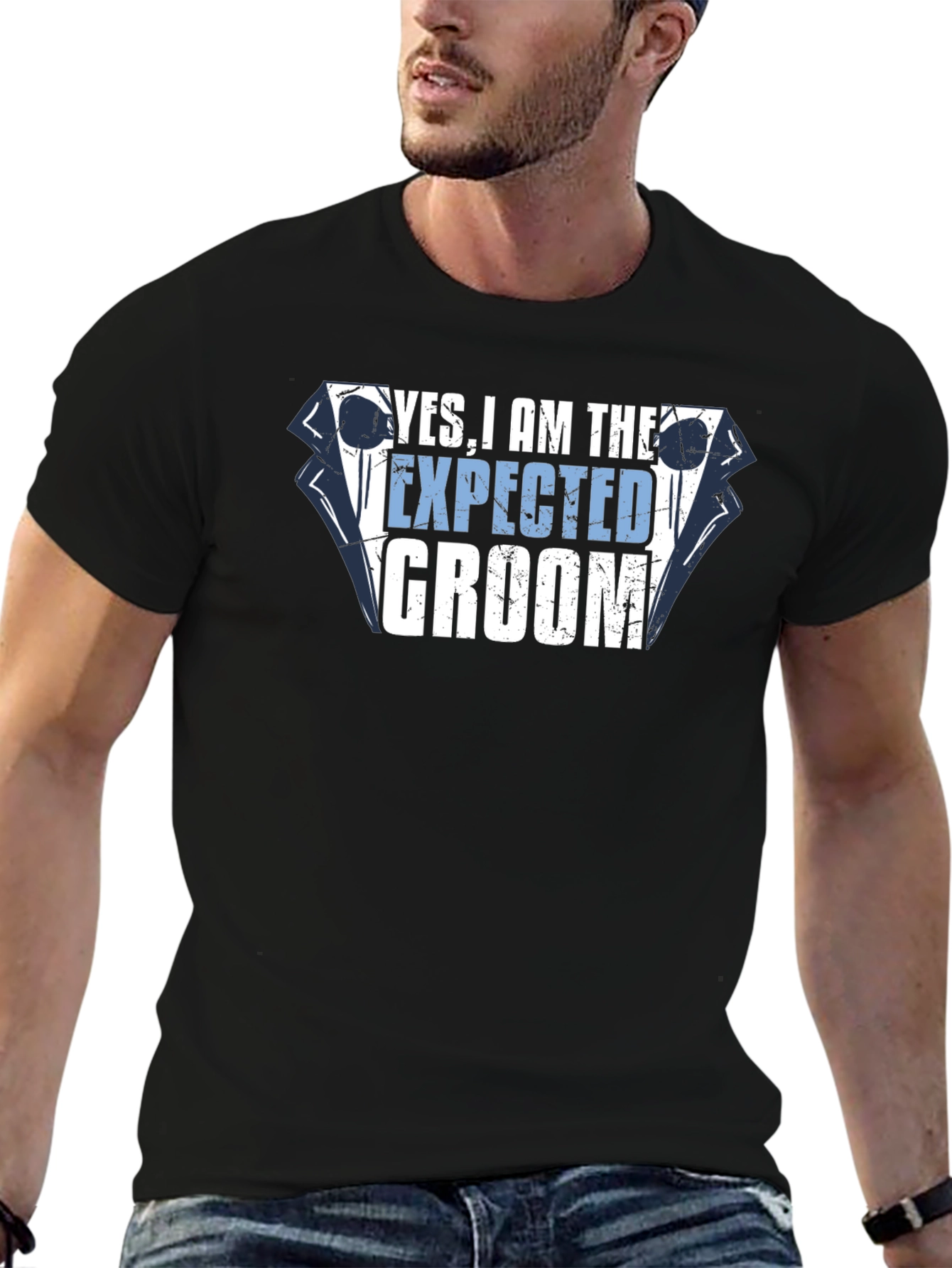 Yes, I am the Expected Groom Black T-Shirt - 6