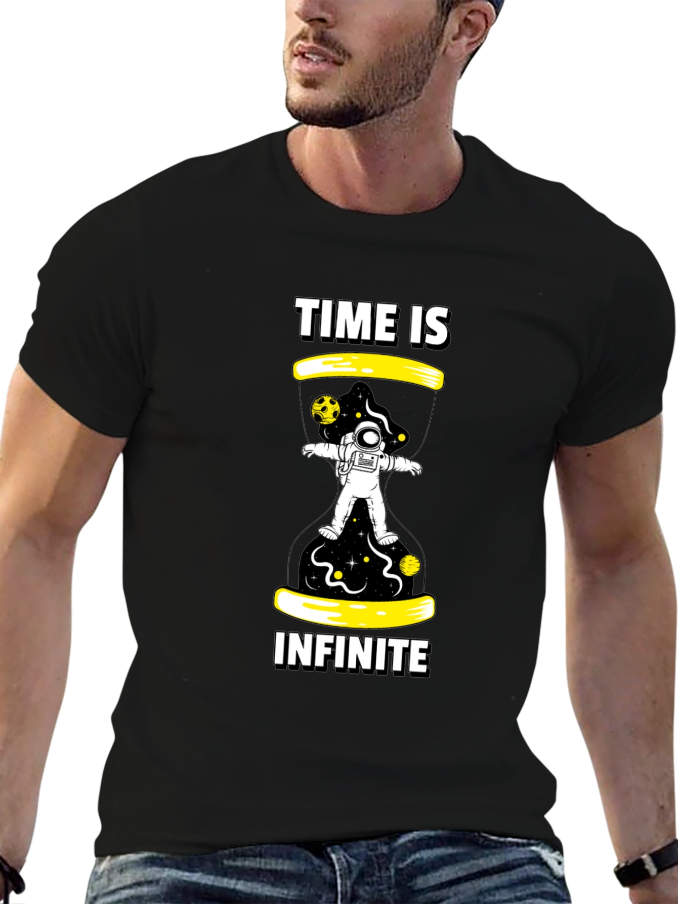 Black Time is Infinite Black Graphic Tee view 6