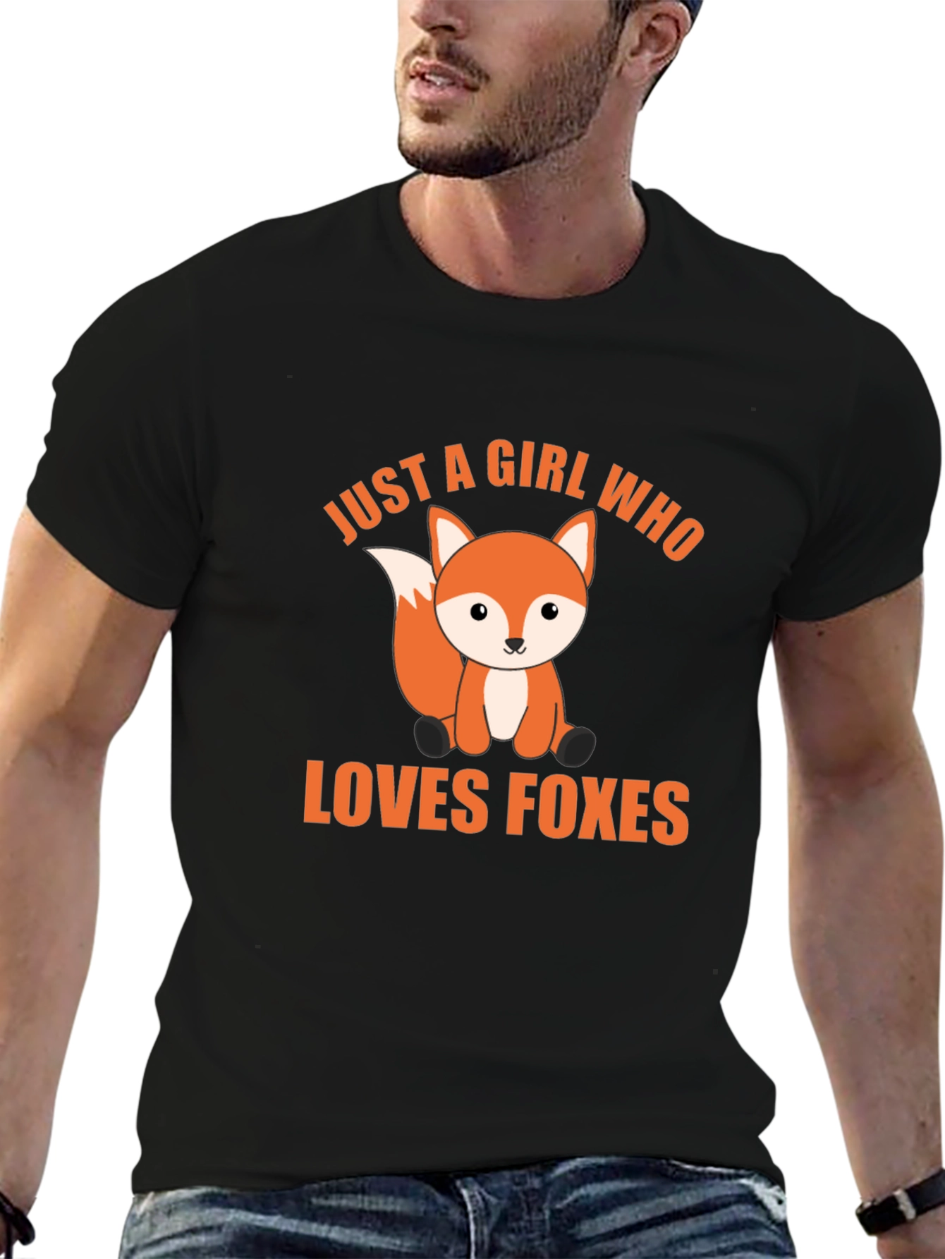 Black Cute Fox Lover T-Shirt - Just A Girl Who Loves Foxes view 6