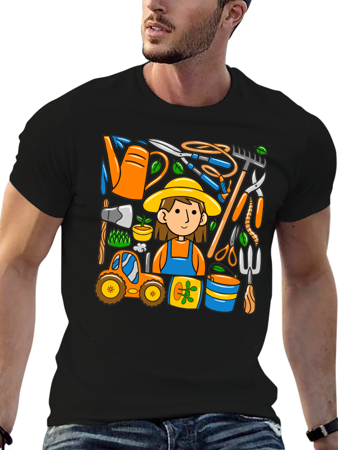Black Gardening Tools Graphic Tee view 6