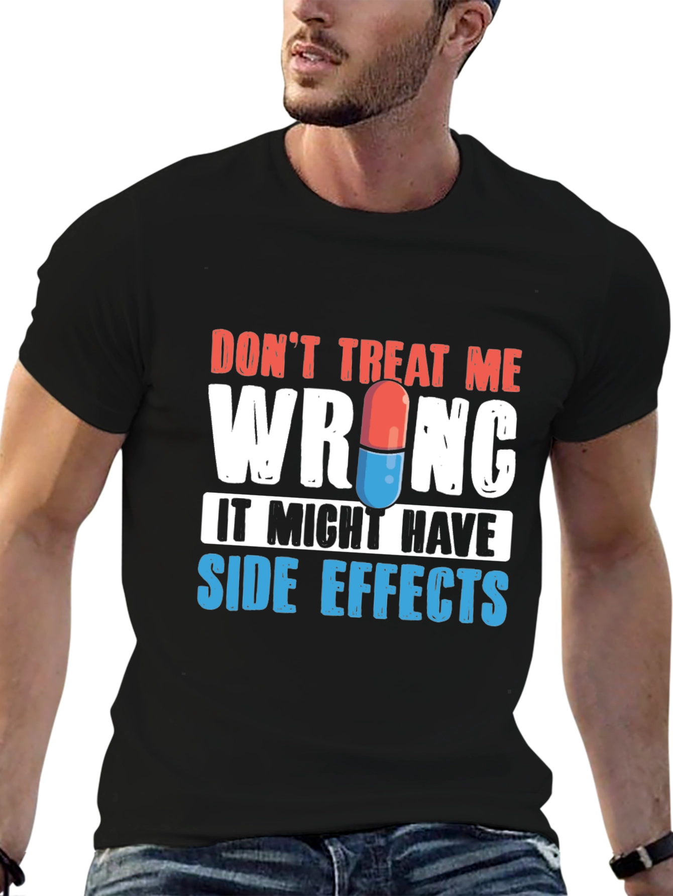 Black Don't Treat Me Wrong T-Shirt - Side Effects Graphic Tee view 6