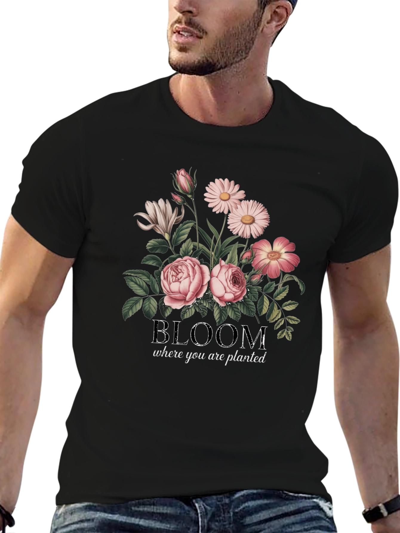 Black Bloom Where You Are Planted Graphic Tee view 6