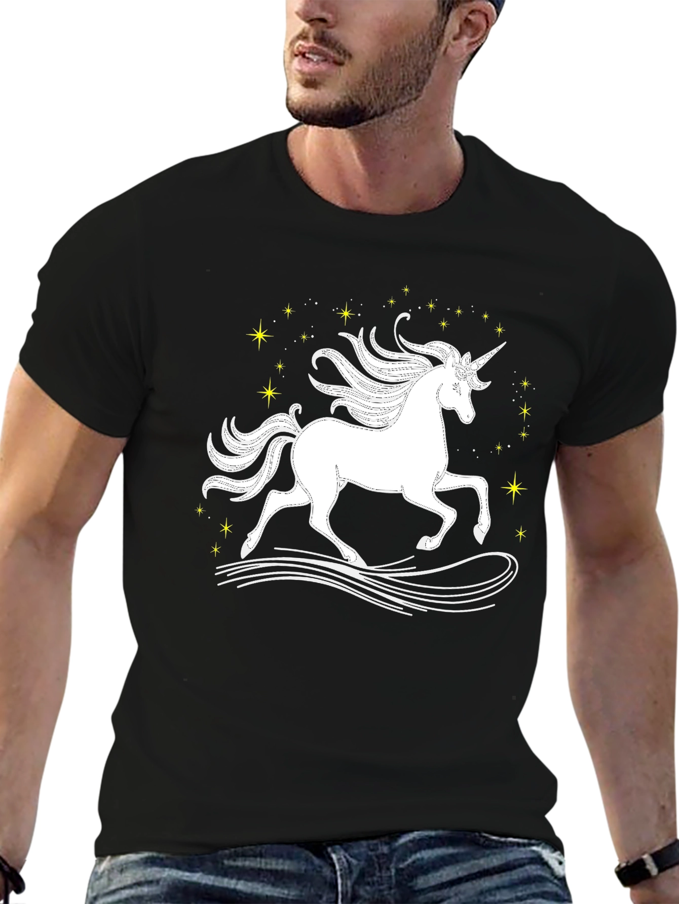 Black Unicorn Graphic Black T-Shirt view 6