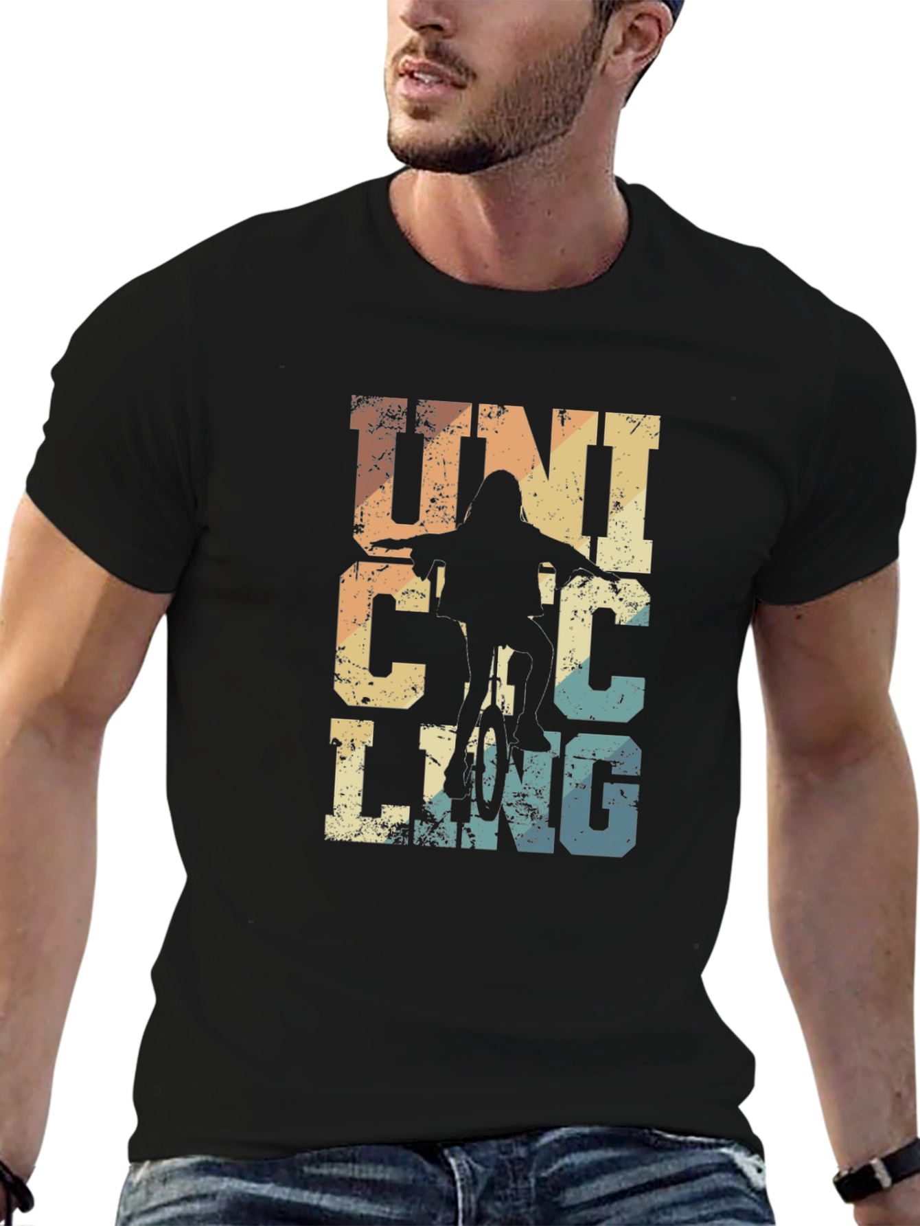 Black Vintage Unicycling T-Shirt: Retro Cycling Apparel view 6