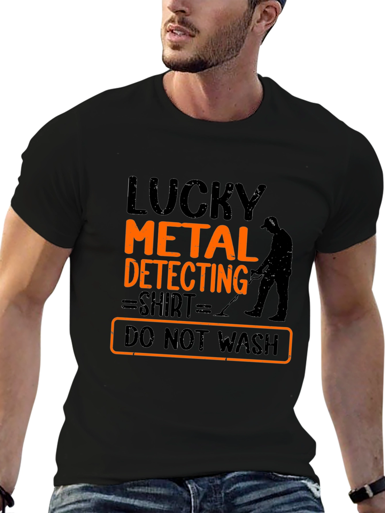 Black Lucky Metal Detecting Shirt - Novelty Hobby T-Shirt view 6