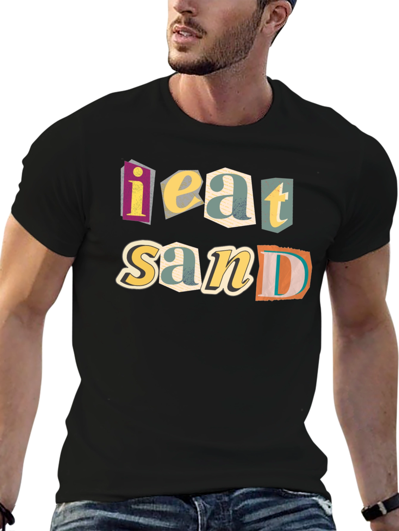 Black I Eat Sand Funny Graphic T-Shirt view 6