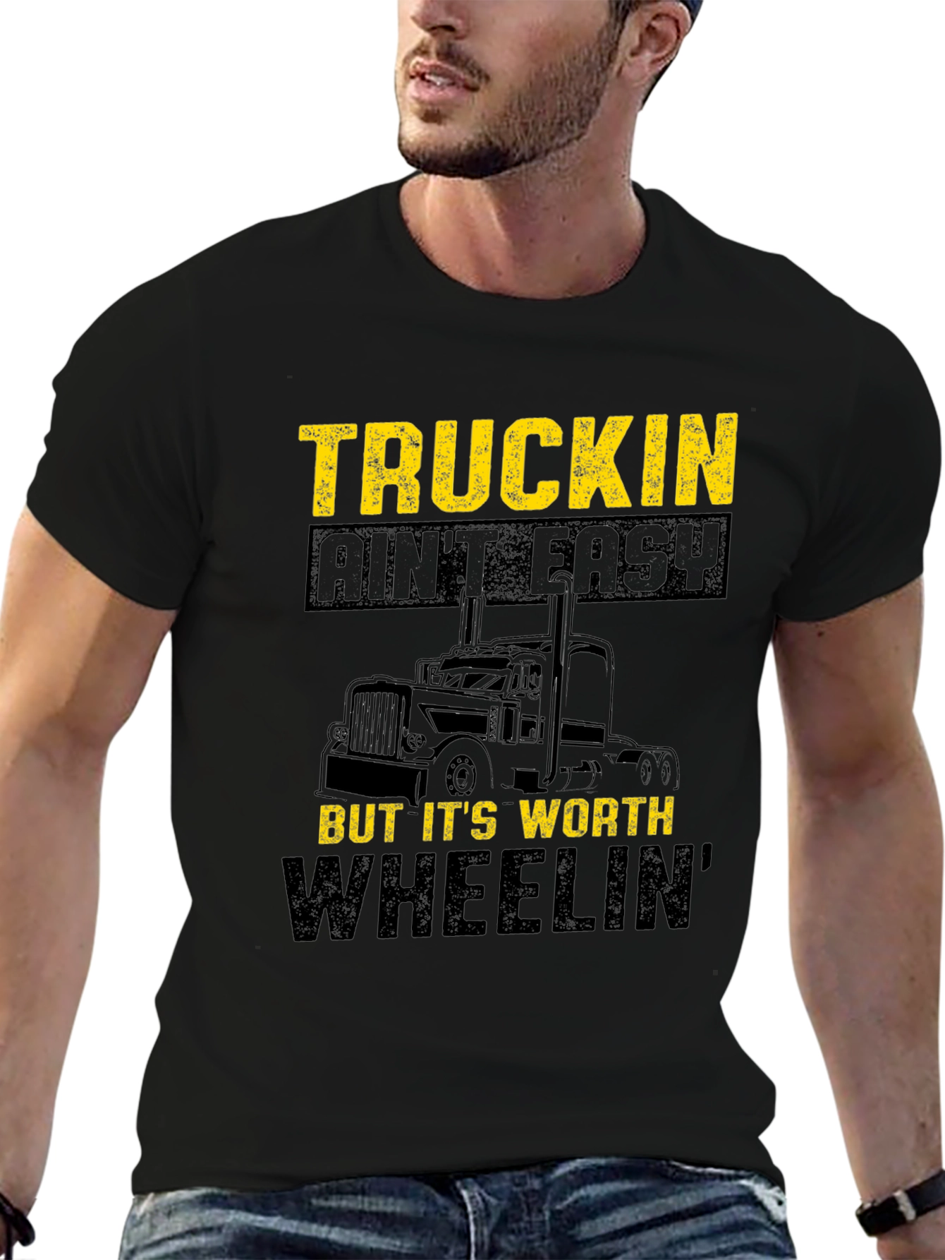 Black Truckin' Ain't Easy T-Shirt view 6