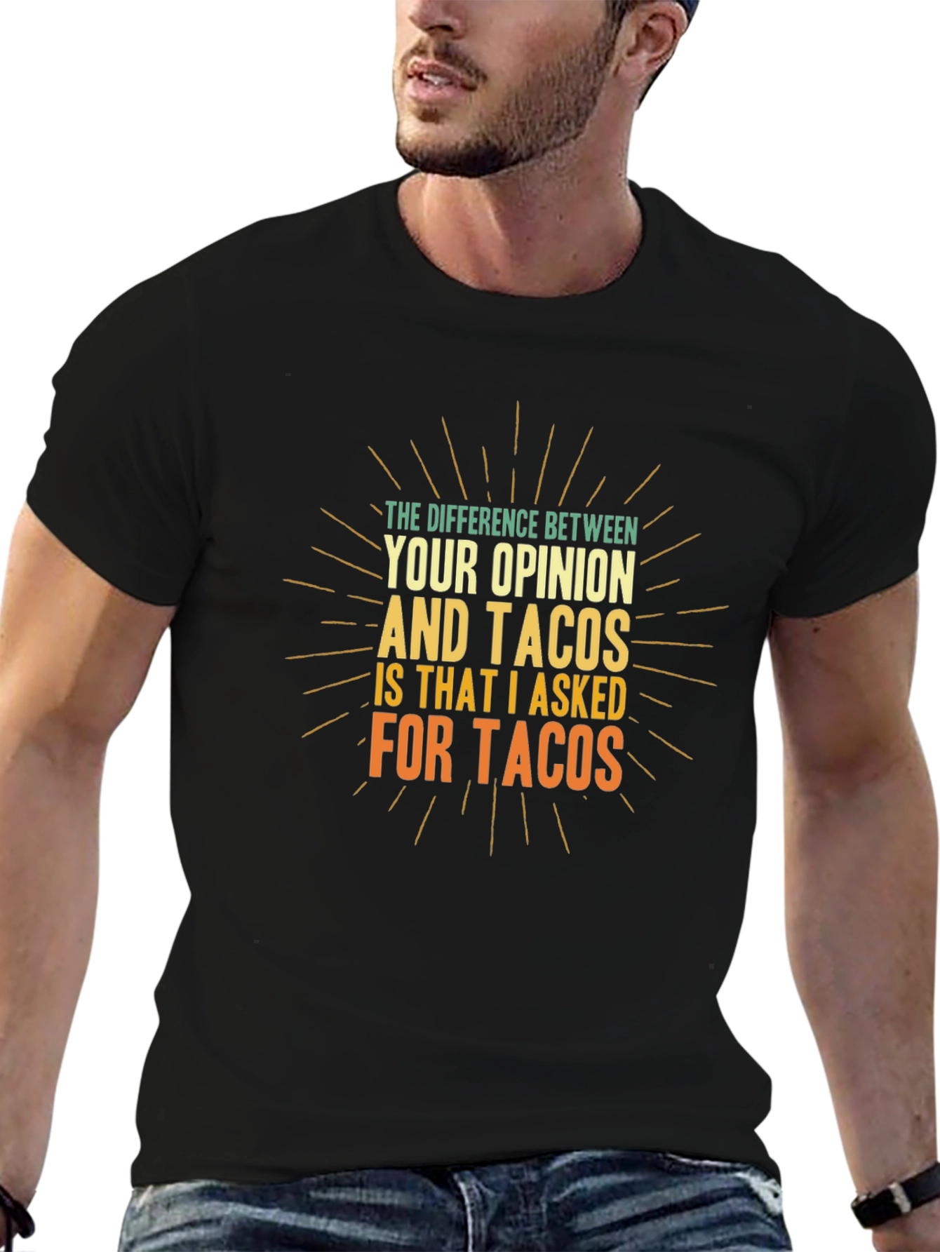 Black Tacos Opinion Graphic Tee - Funny Food Lover T-Shirt view 6