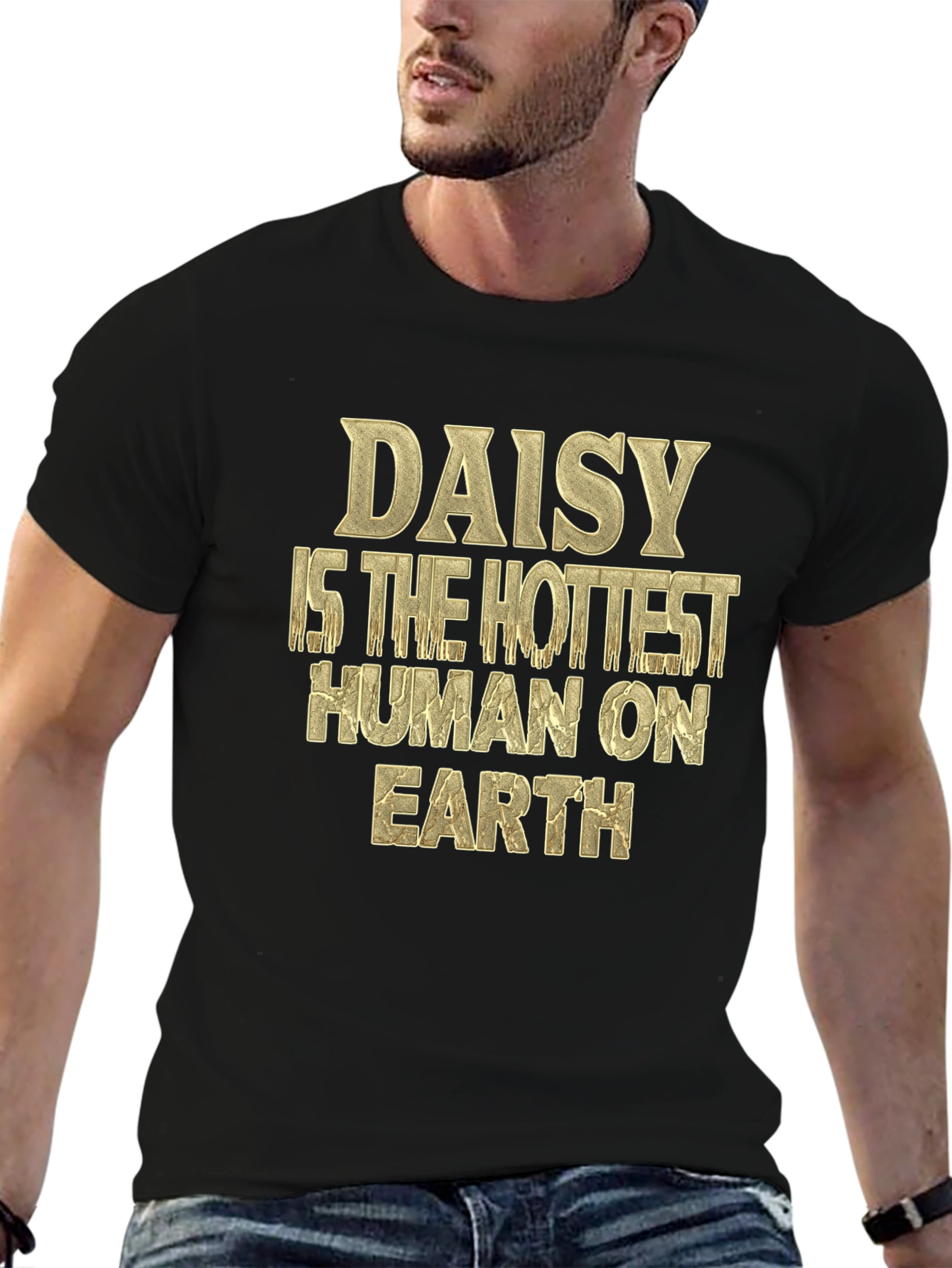 Black Daisy Hottest Human T-Shirt - Black view 6