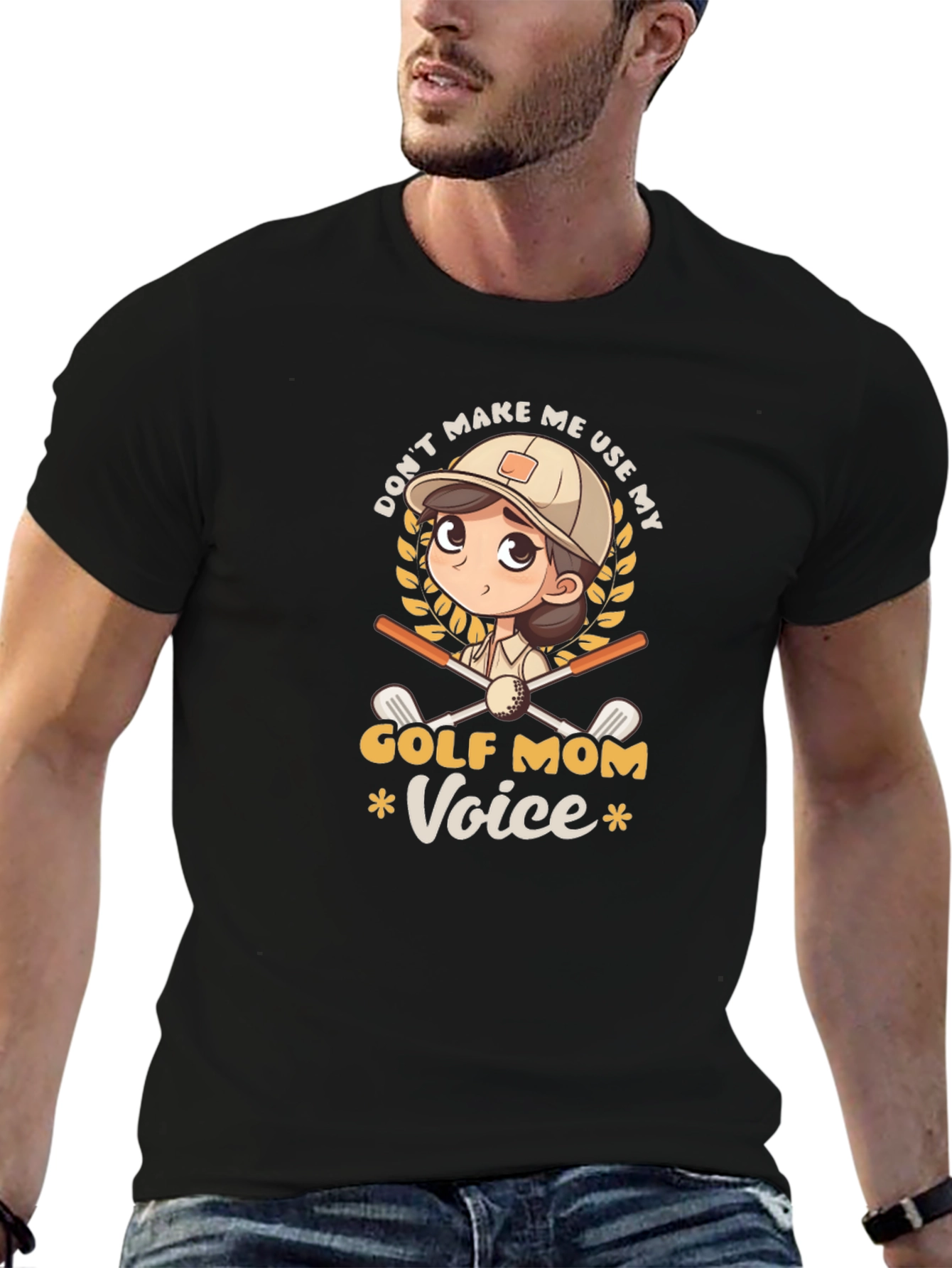 Black Golf Mom Voice Graphic Tee view 6