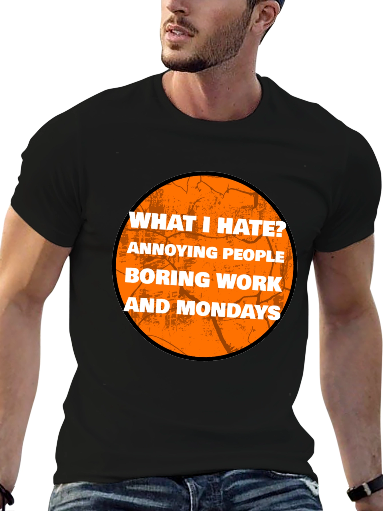 Black Humorous "What I Hate" Graphic T-Shirt view 6