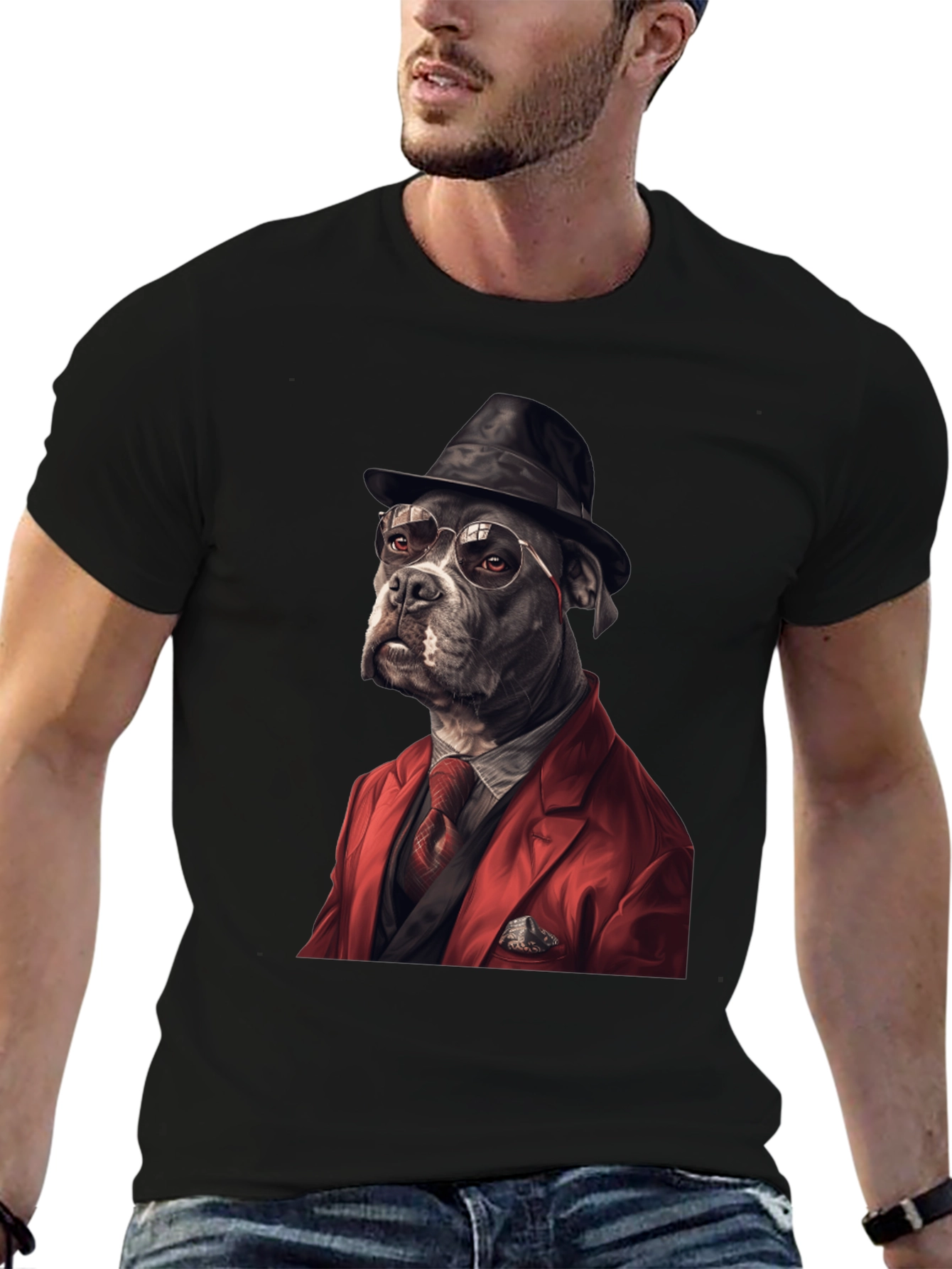 Black Dog in Suit Graphic Tee view 6