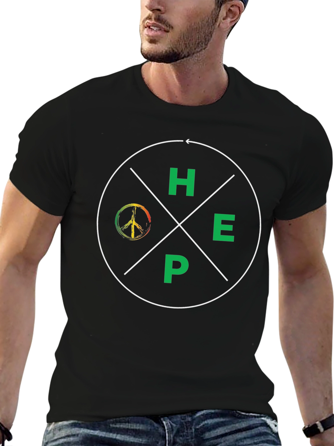 Black HOPE Peace Sign Graphic Tee - Black view 6