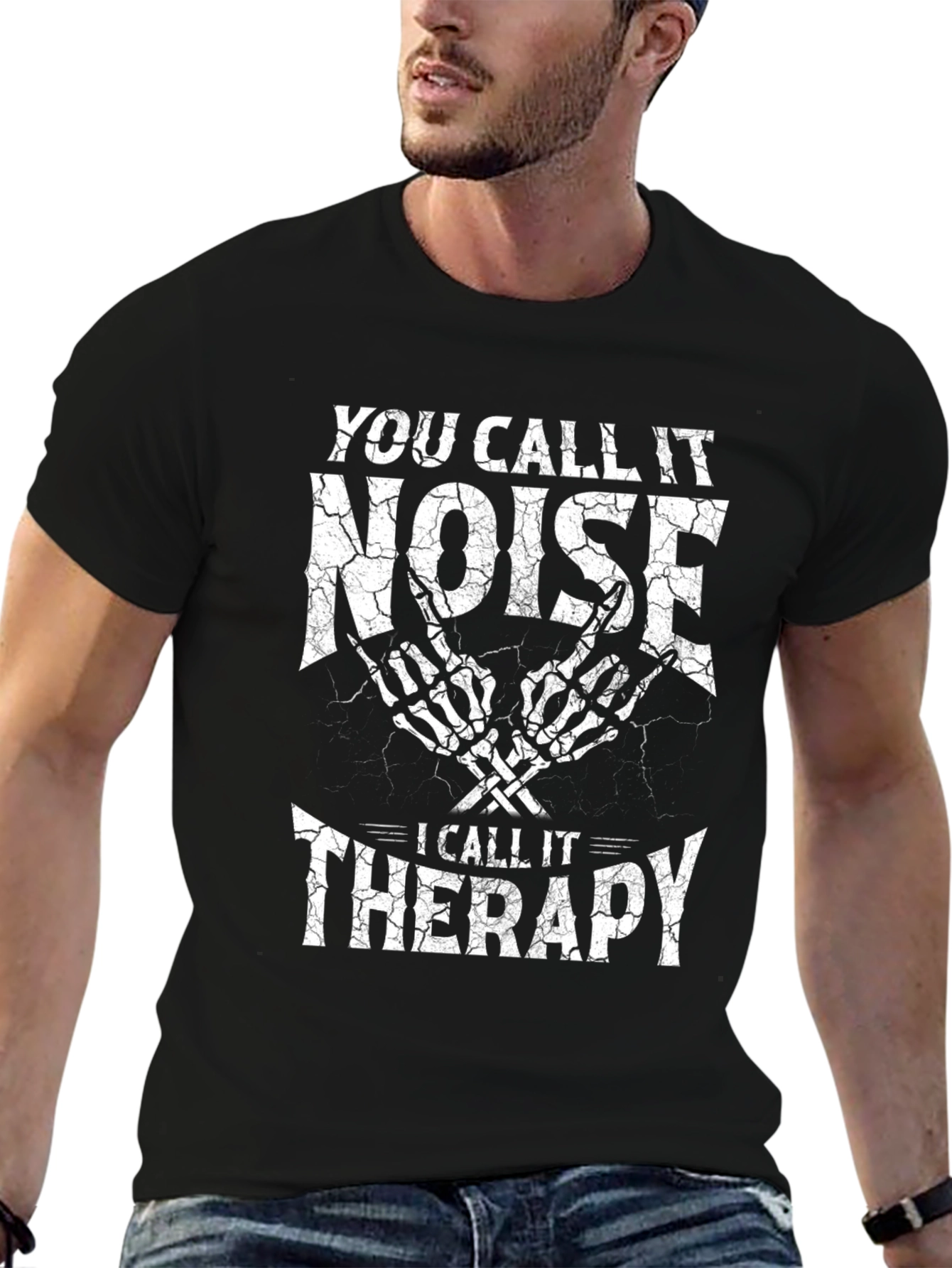 Black You Call It Noise Therapy T-Shirt view 6