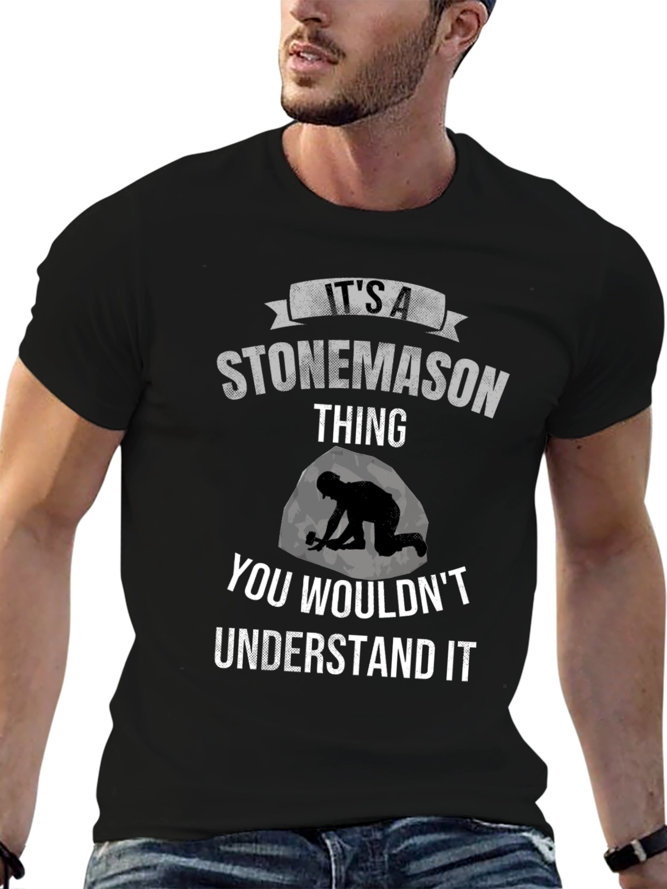 Black Stonemason T-Shirt - "It's A Stonemason Thing" view 6