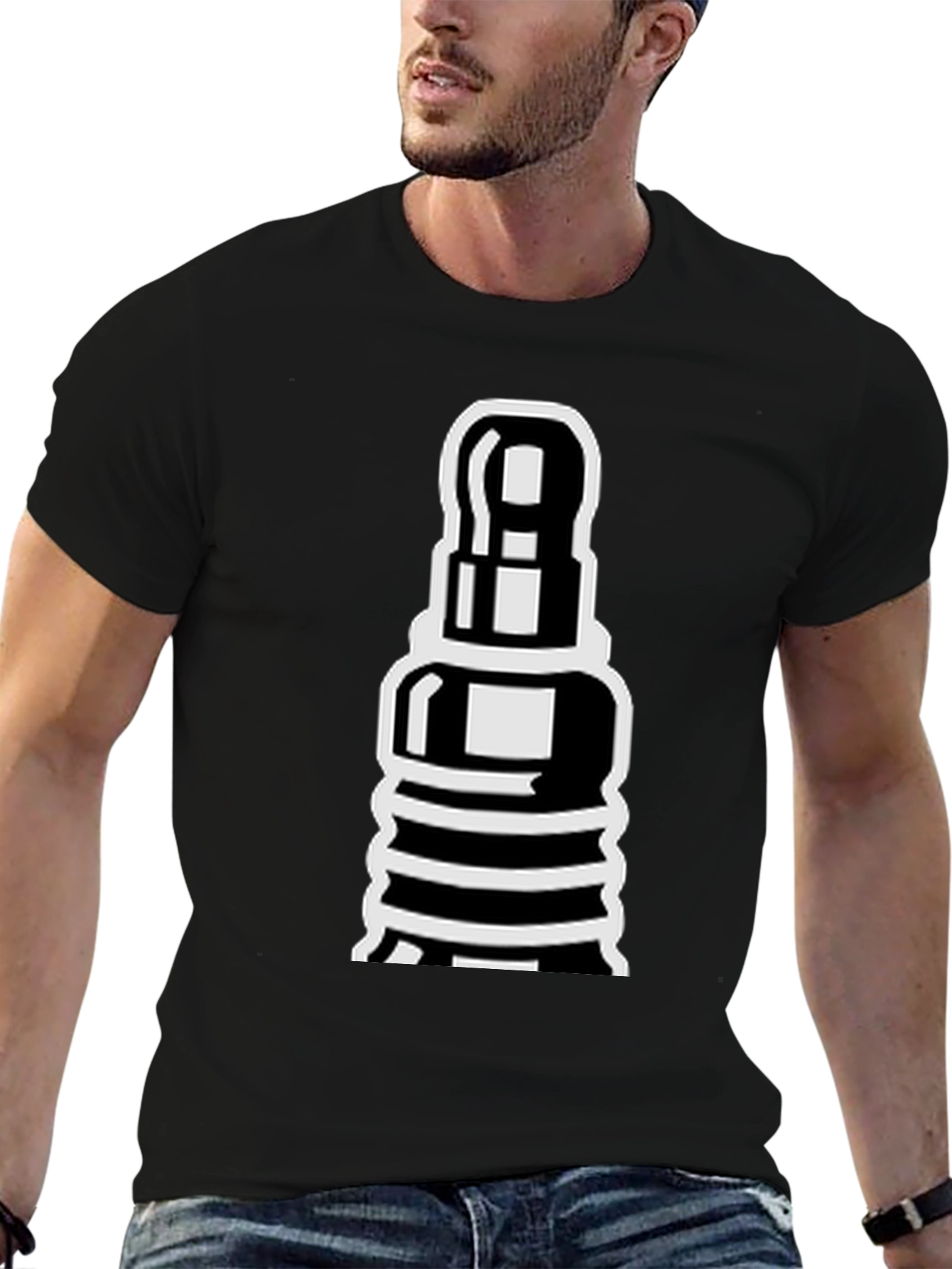 Black Chess Piece Graphic Tee - Black Cotton T-Shirt view 6
