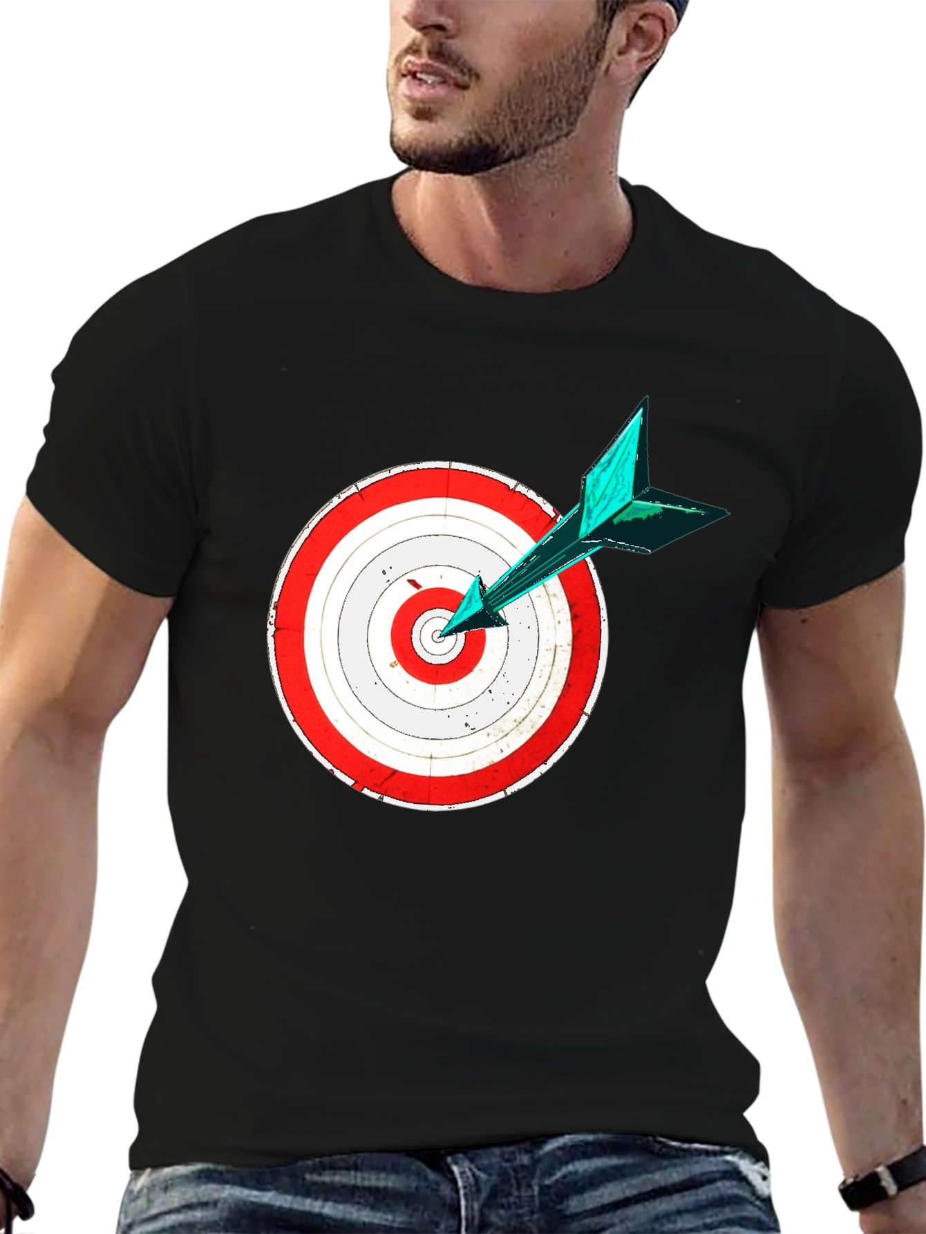 Black Target Practice Tee - Bullseye Arrow Design view 6