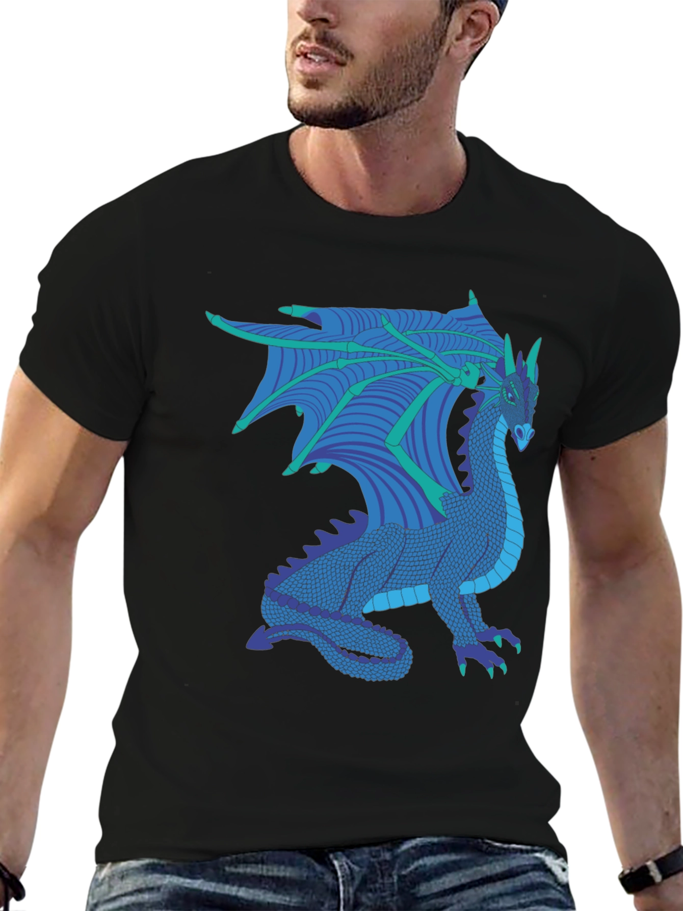 Black Dragon Graphic Tee - Fantasy Creature T-Shirt view 6