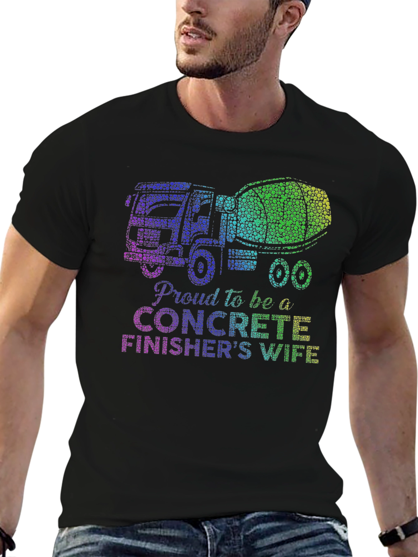 Black Proud Concrete Finisher's Wife Graphic Tee view 6