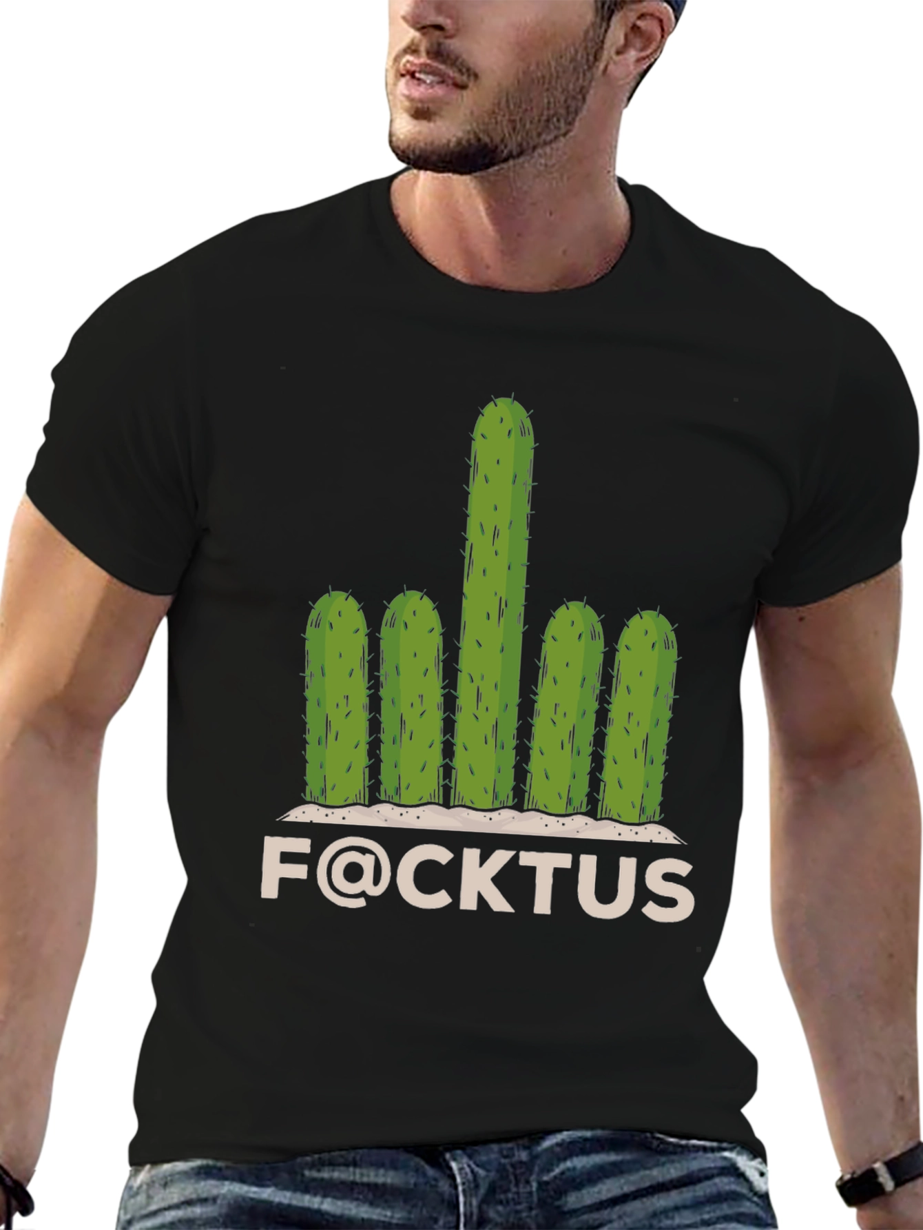 Black Funny F@CKTUS Graphic T-Shirt view 6