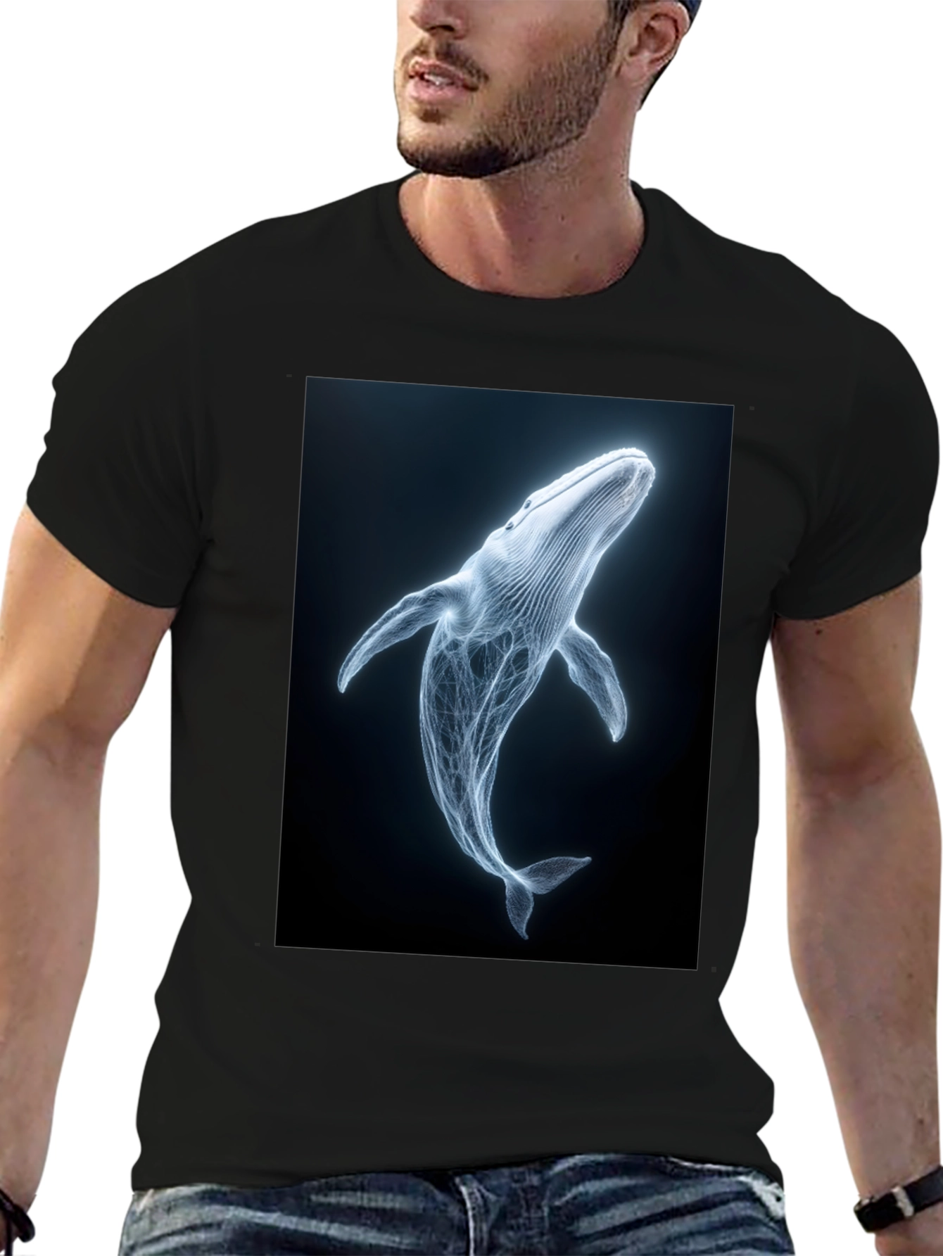 Black Whale Graphic Print Black T-Shirt view 6