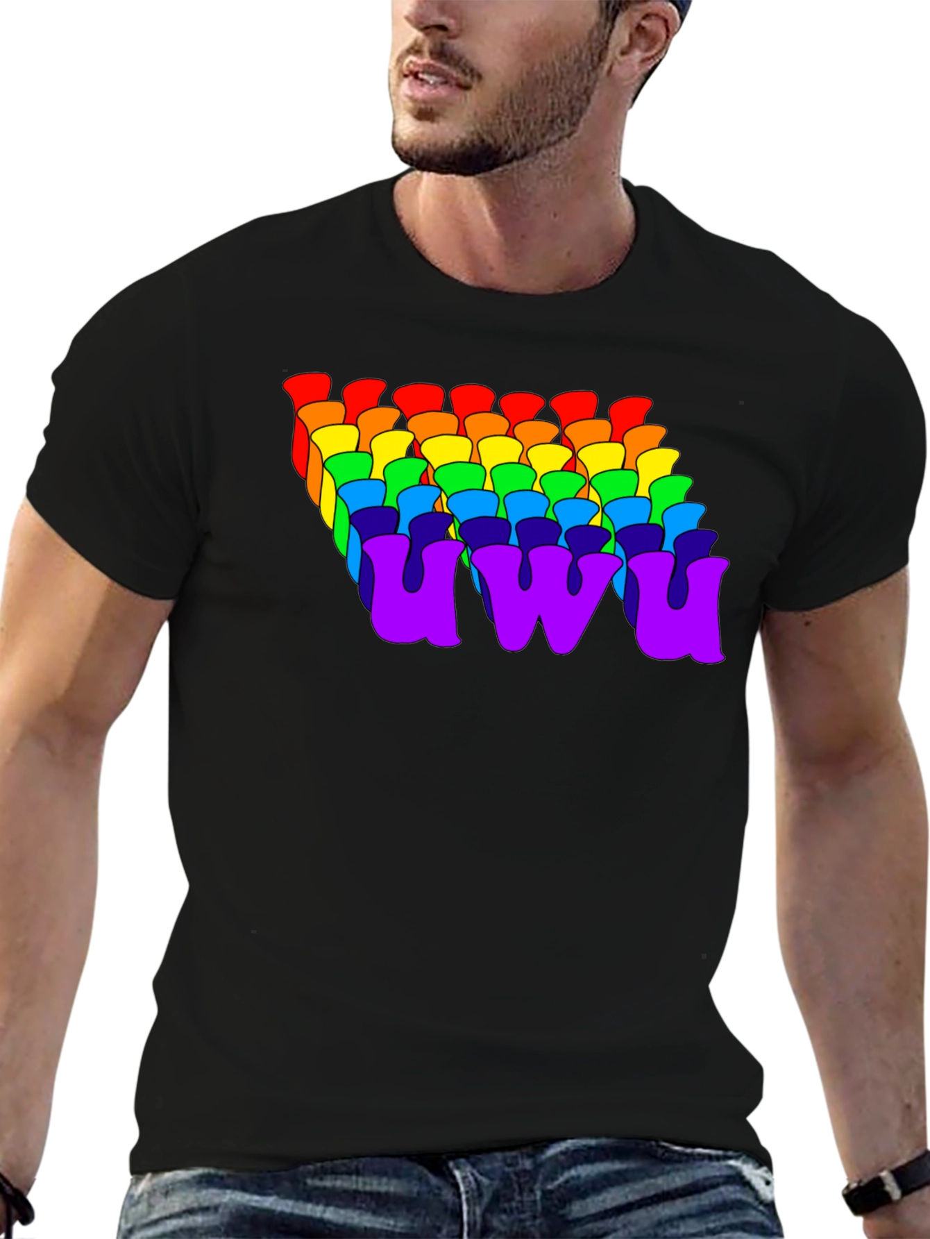Black Rainbow UWU Graphic Tee - Soft Cotton Comfort view 6
