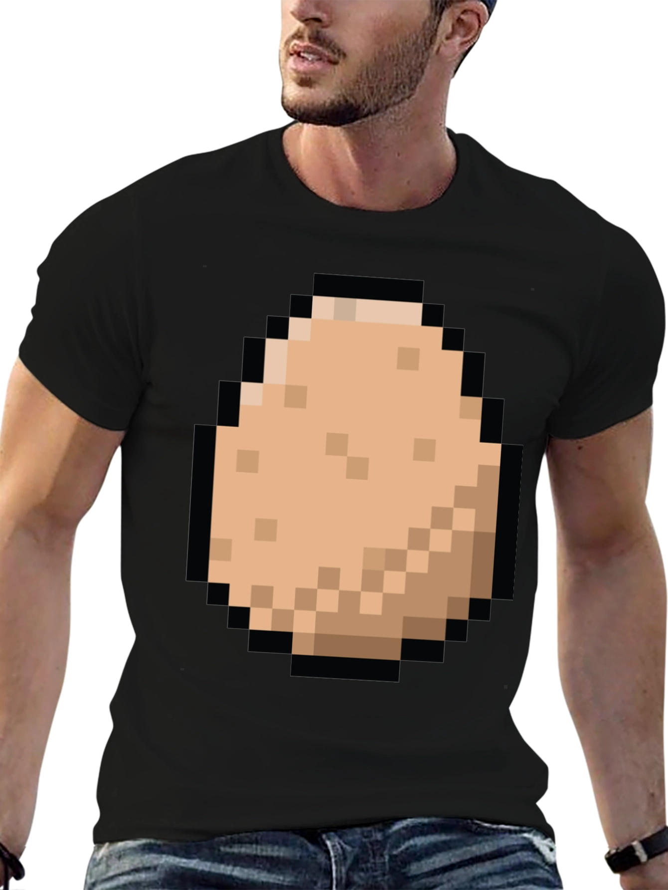 Black Pixel Potato T-Shirt - Gamer Style! view 6