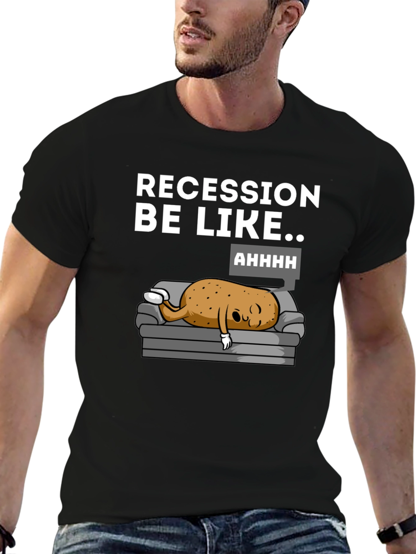 Black Recession Potato T-Shirt - Funny Novelty Tee view 6