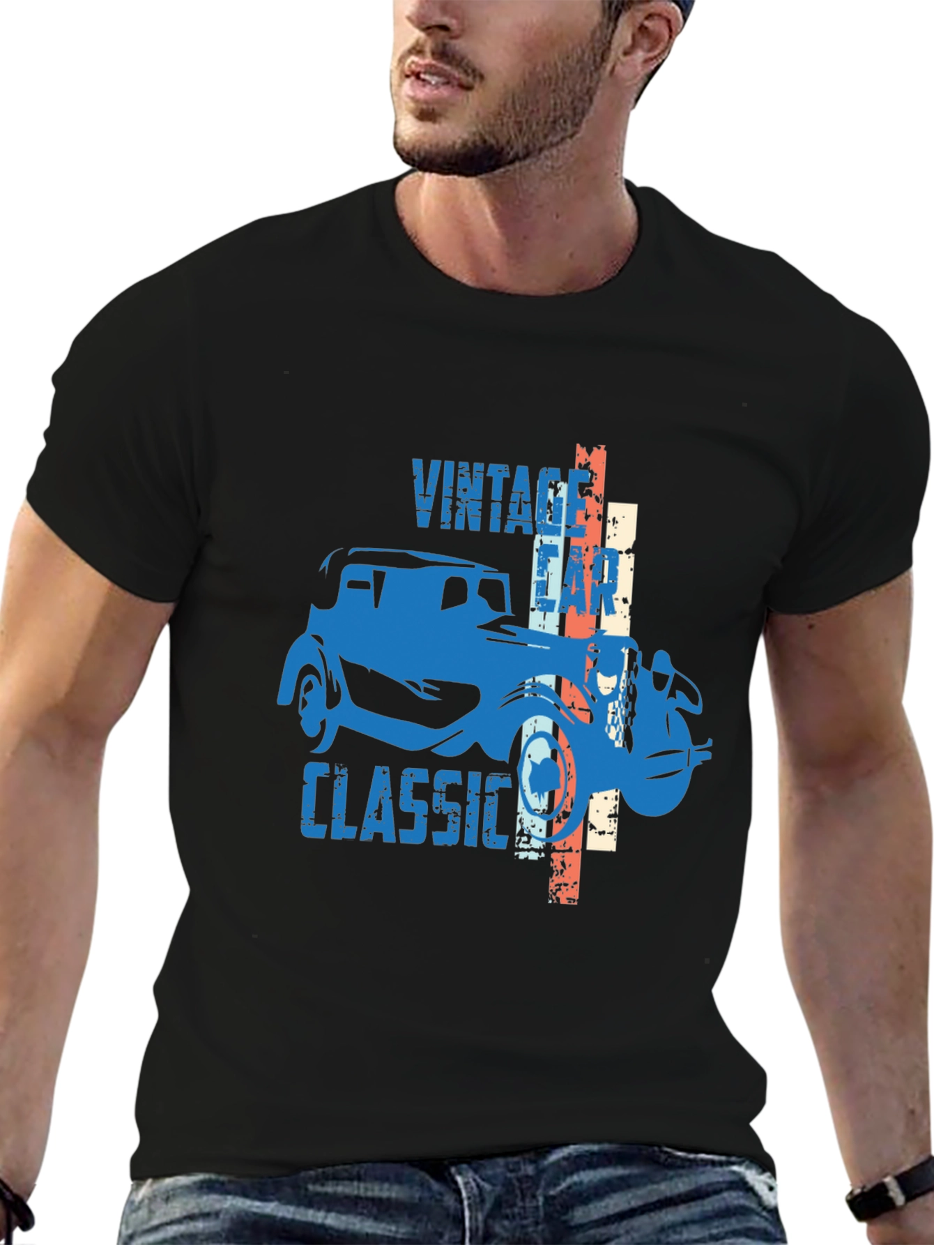 Black Vintage Classic Car Graphic Tee - Stylish Comfort view 6