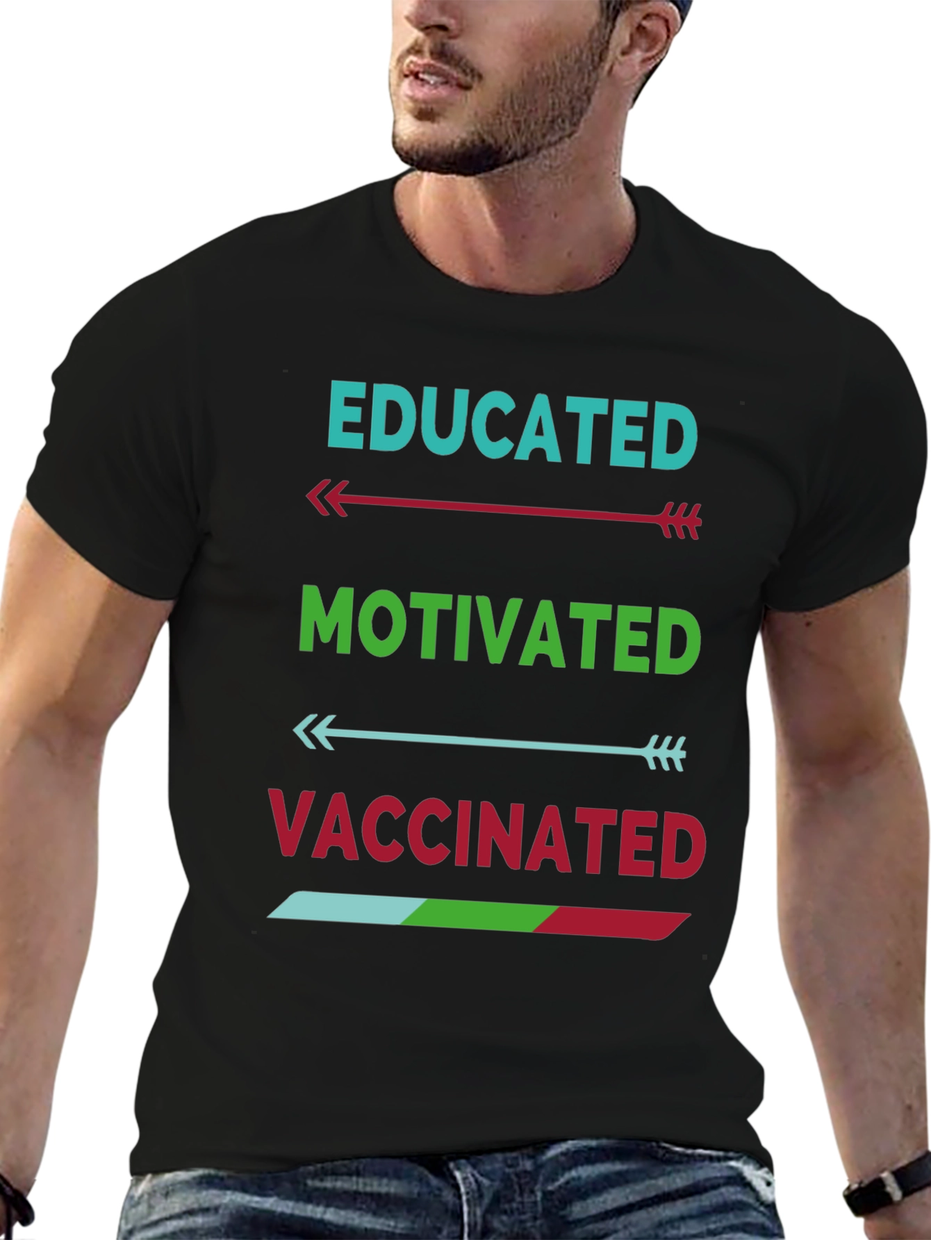Black Educated Motivated Vaccinated T-Shirt view 6
