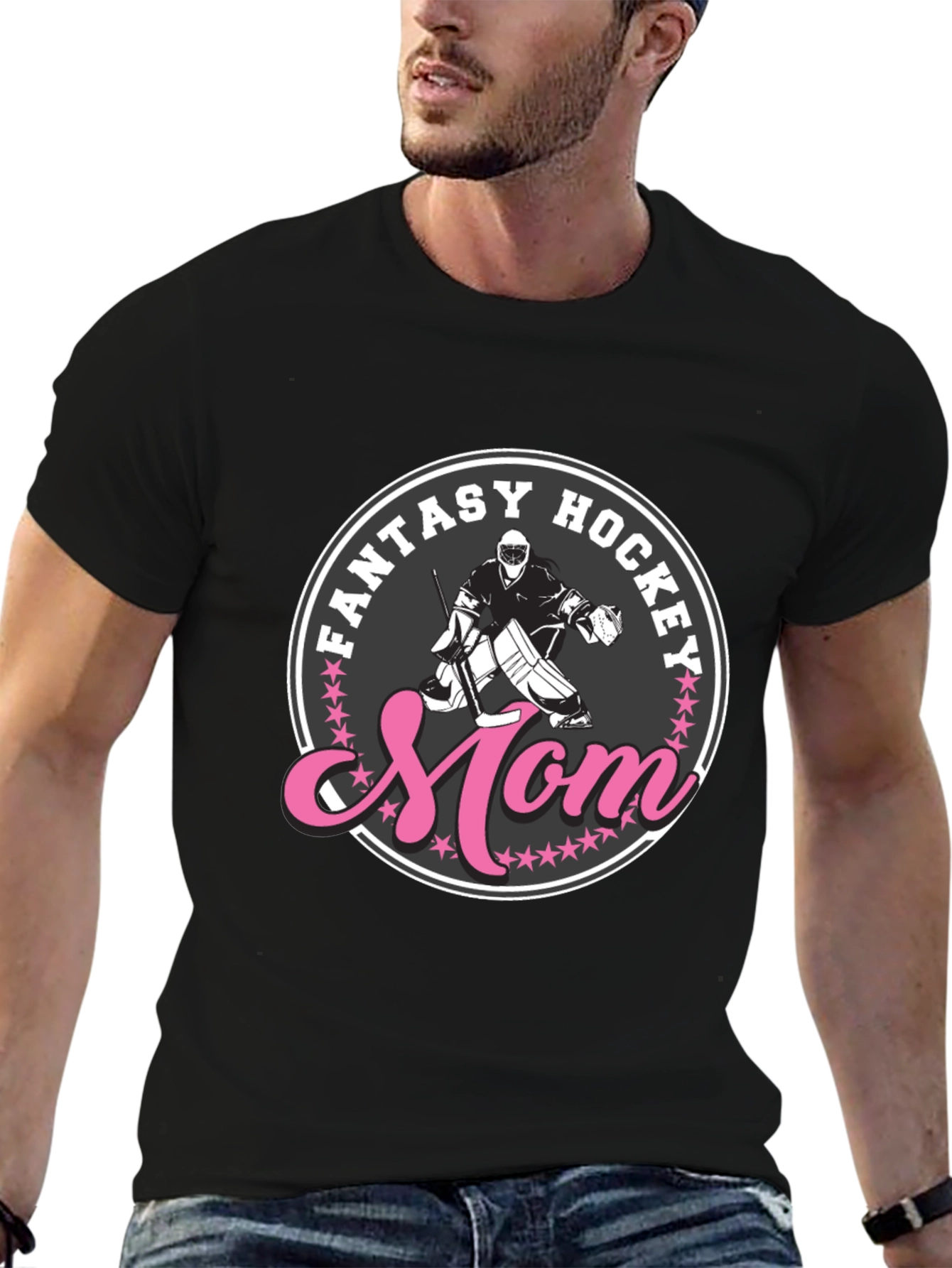 Black Fantasy Hockey Mom T-Shirt view 6