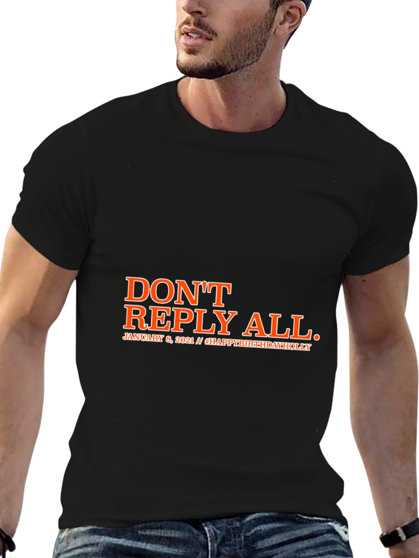 Black Don't Reply All Black Graphic T-Shirt view 6