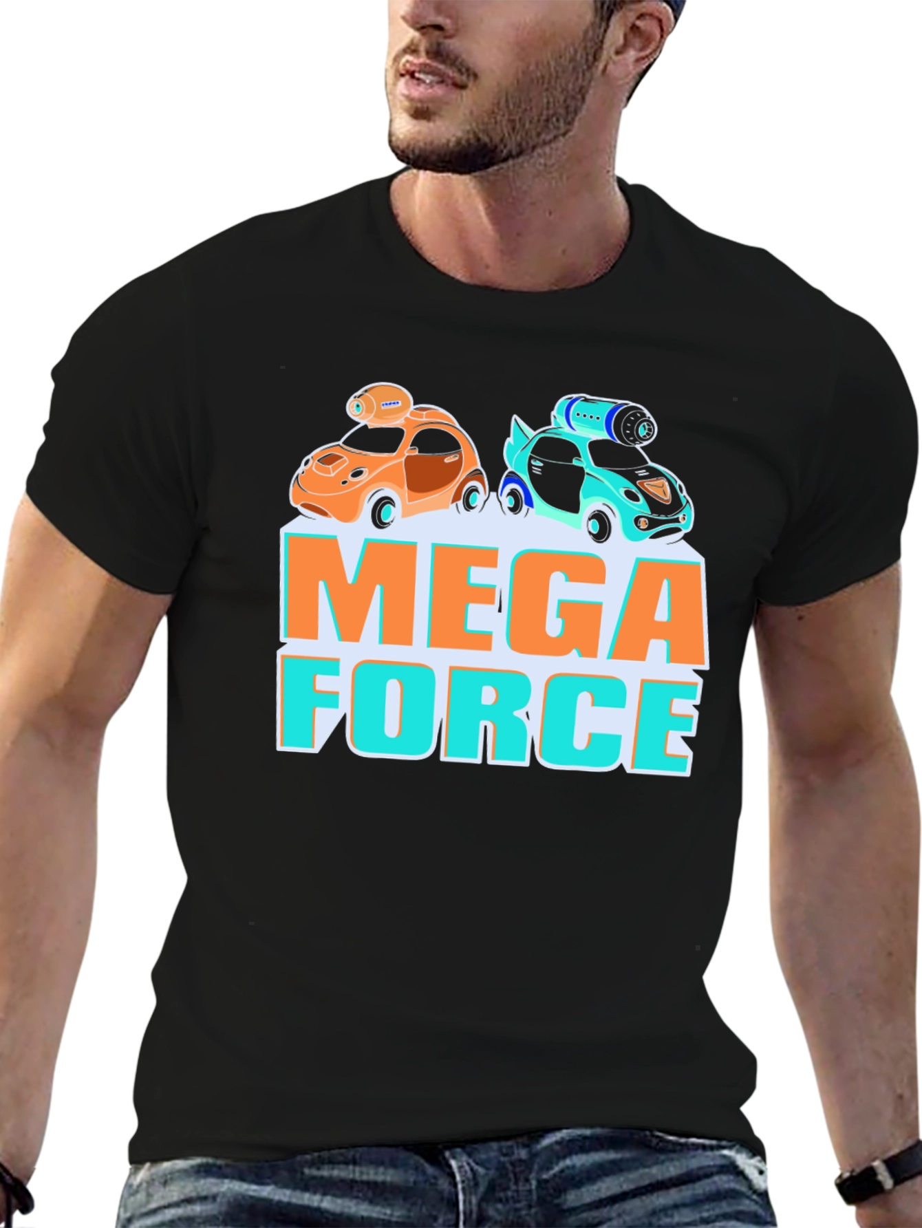 Black Mega Force Graphic Tee - Car Design view 6