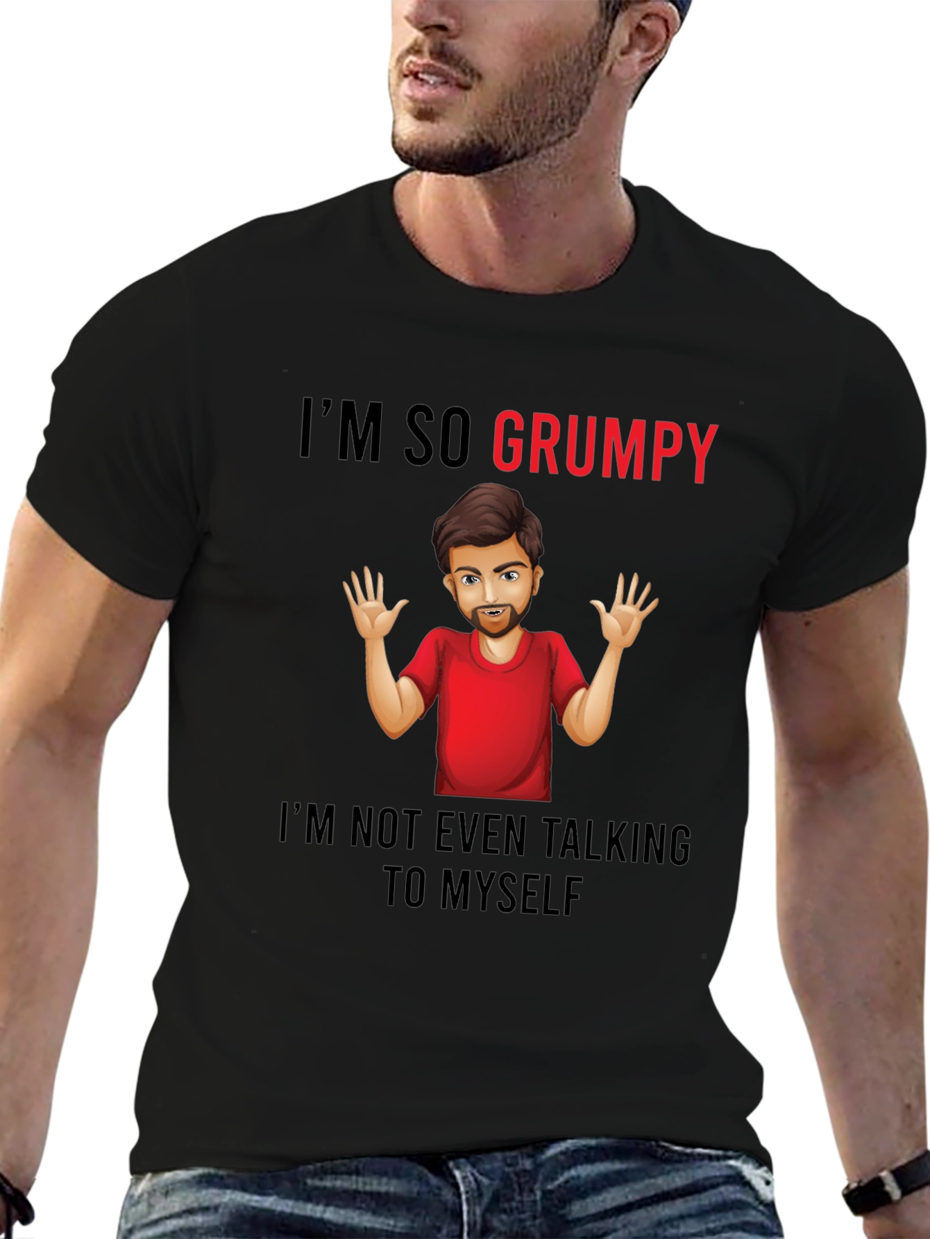 Black I'm So Grumpy Graphic Tee - Black view 6