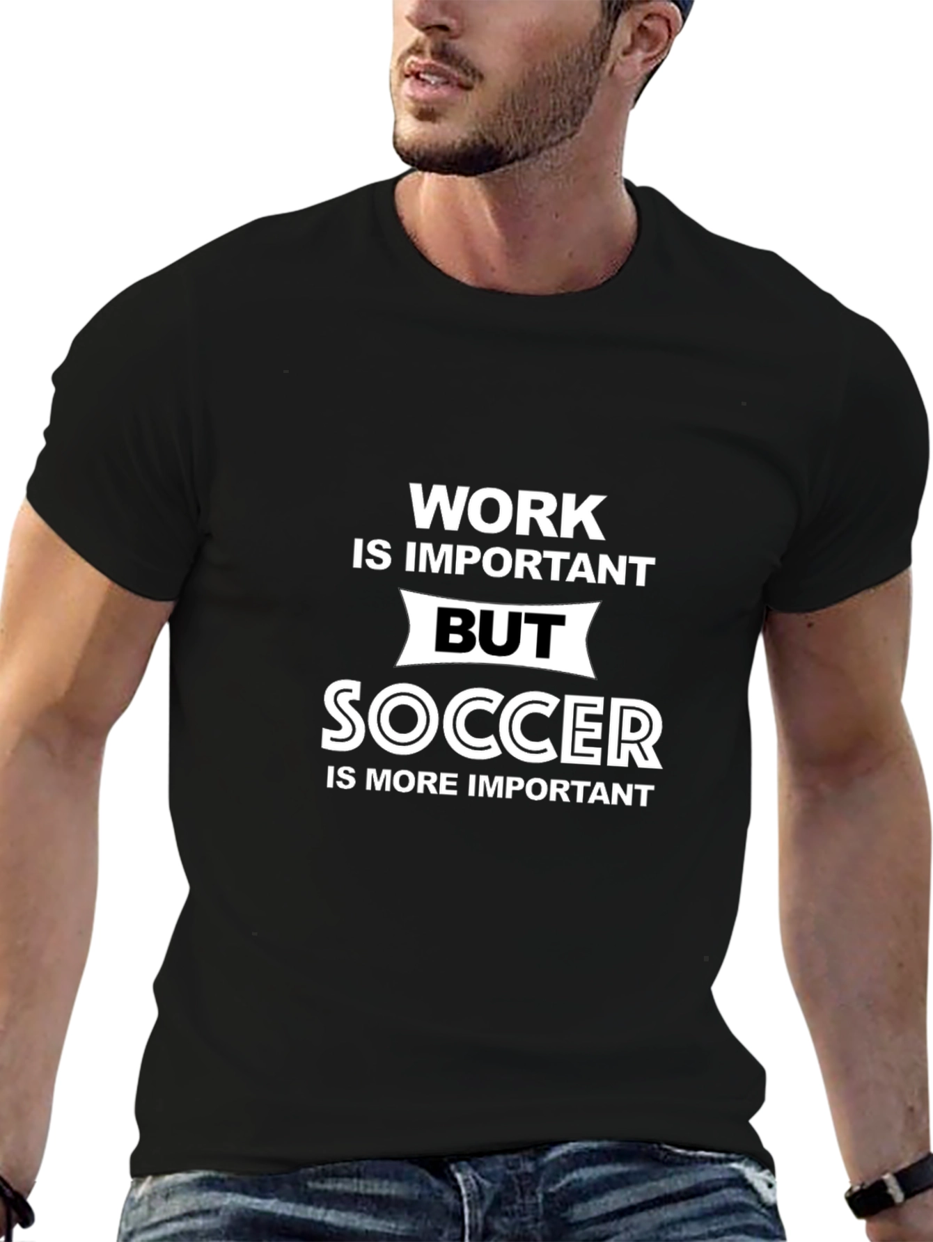 Black Work Important But Soccer More Important T-Shirt view 6