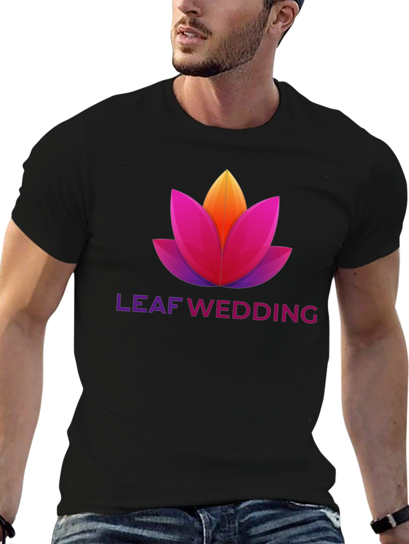 Black Leaf Wedding Graphic T-Shirt view 6
