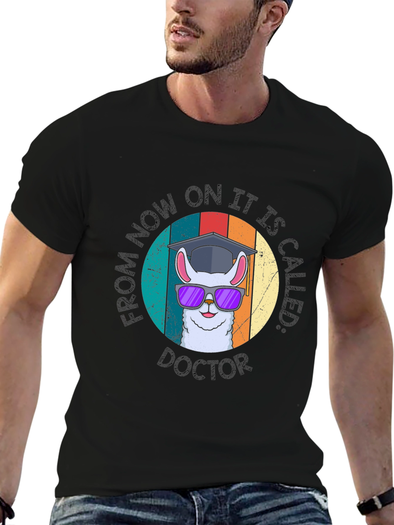 Black Llama Doctor Graduation T-Shirt view 6